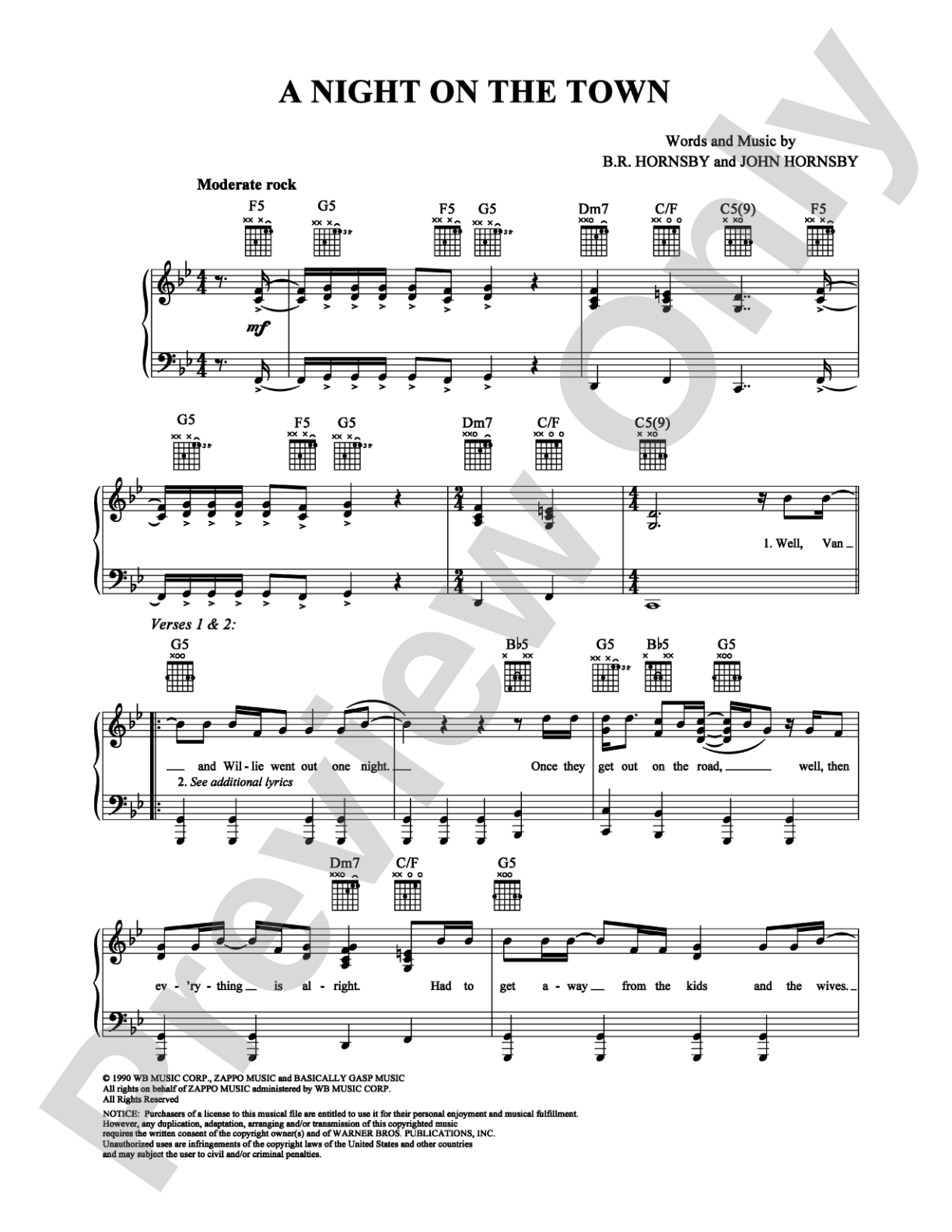 A Night on the Town: Piano/Vocal/Chords Digital Sheet Music
