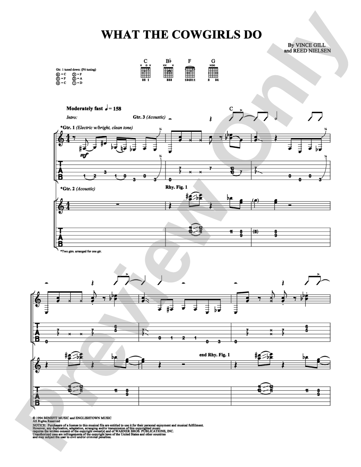 What the Cowgirls Do: Guitar TAB Digital Sheet Music