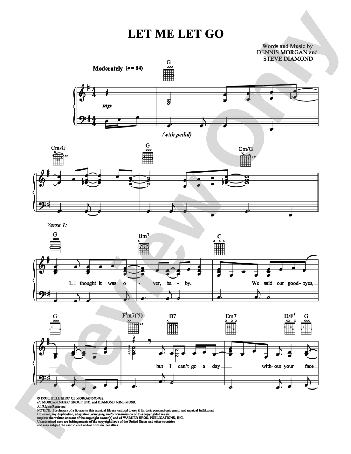 Let Me Let Go: Piano/Vocal/Chords Digital Sheet Music