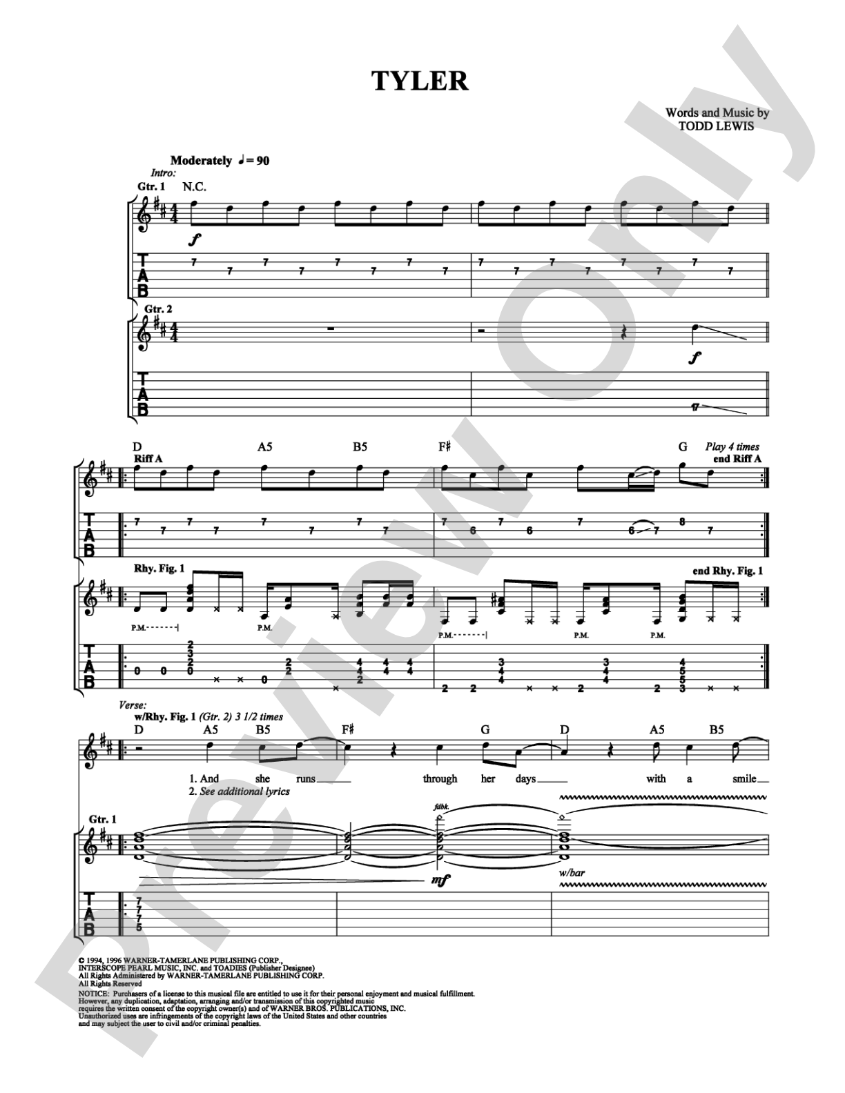 Tyler: Guitar TAB Digital Sheet Music