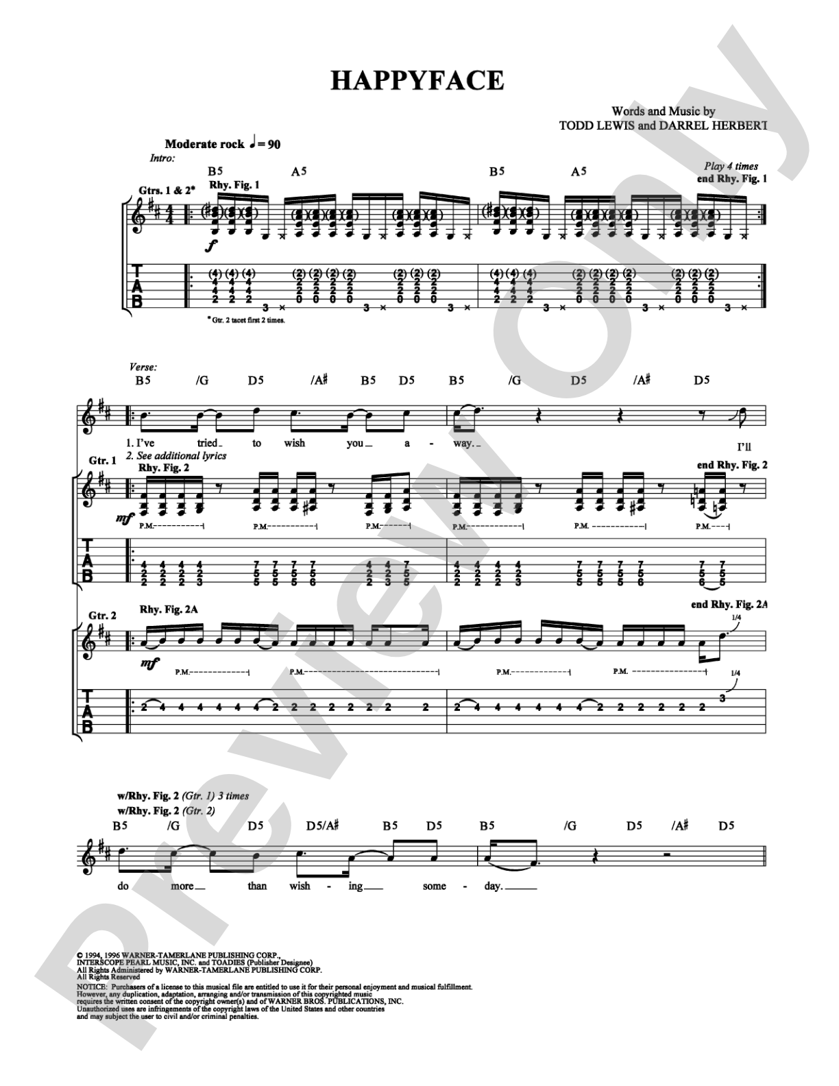 Happyface: Guitar TAB Digital Sheet Music