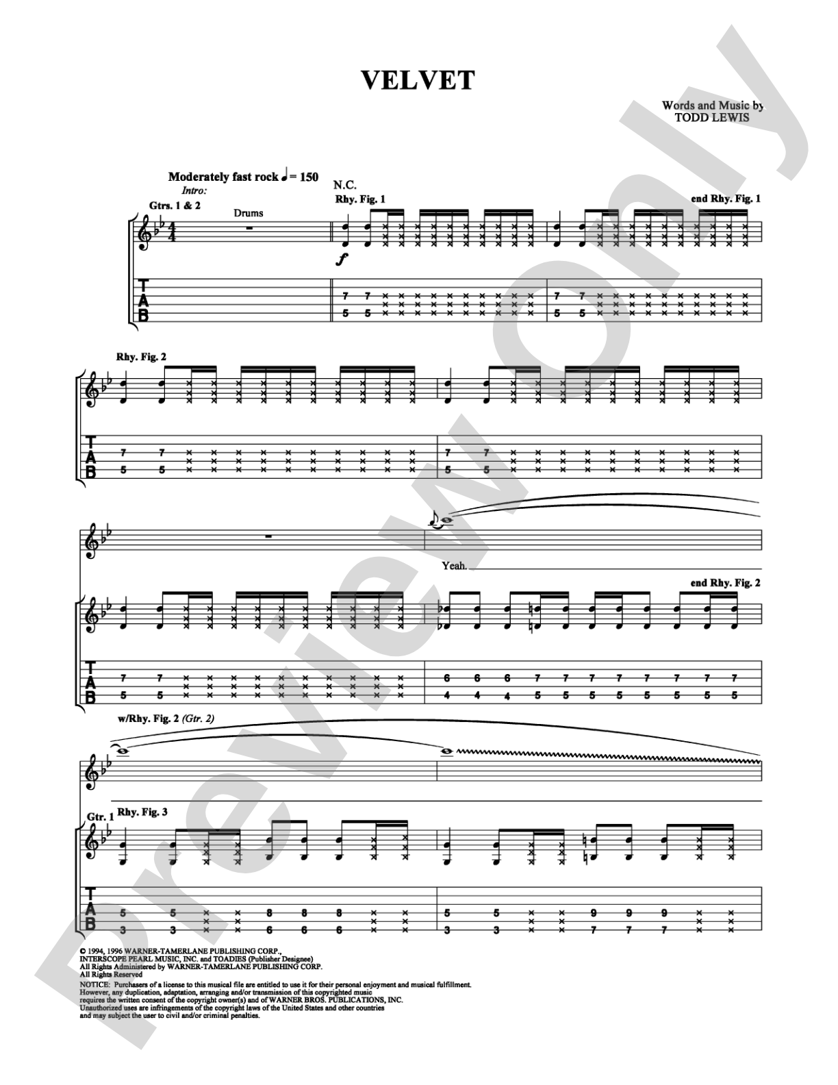 Velvet: Guitar TAB Digital Sheet Music