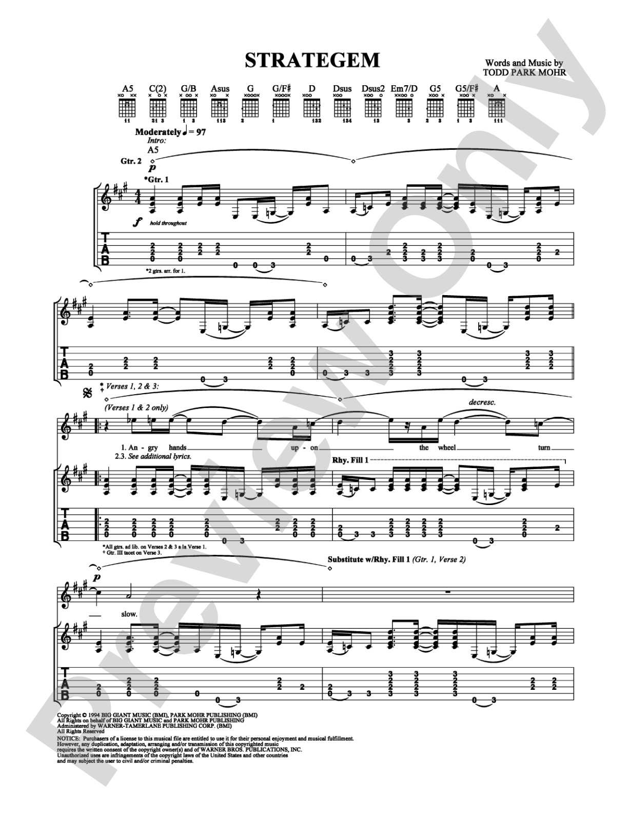Strategem: Guitar TAB Digital Sheet Music