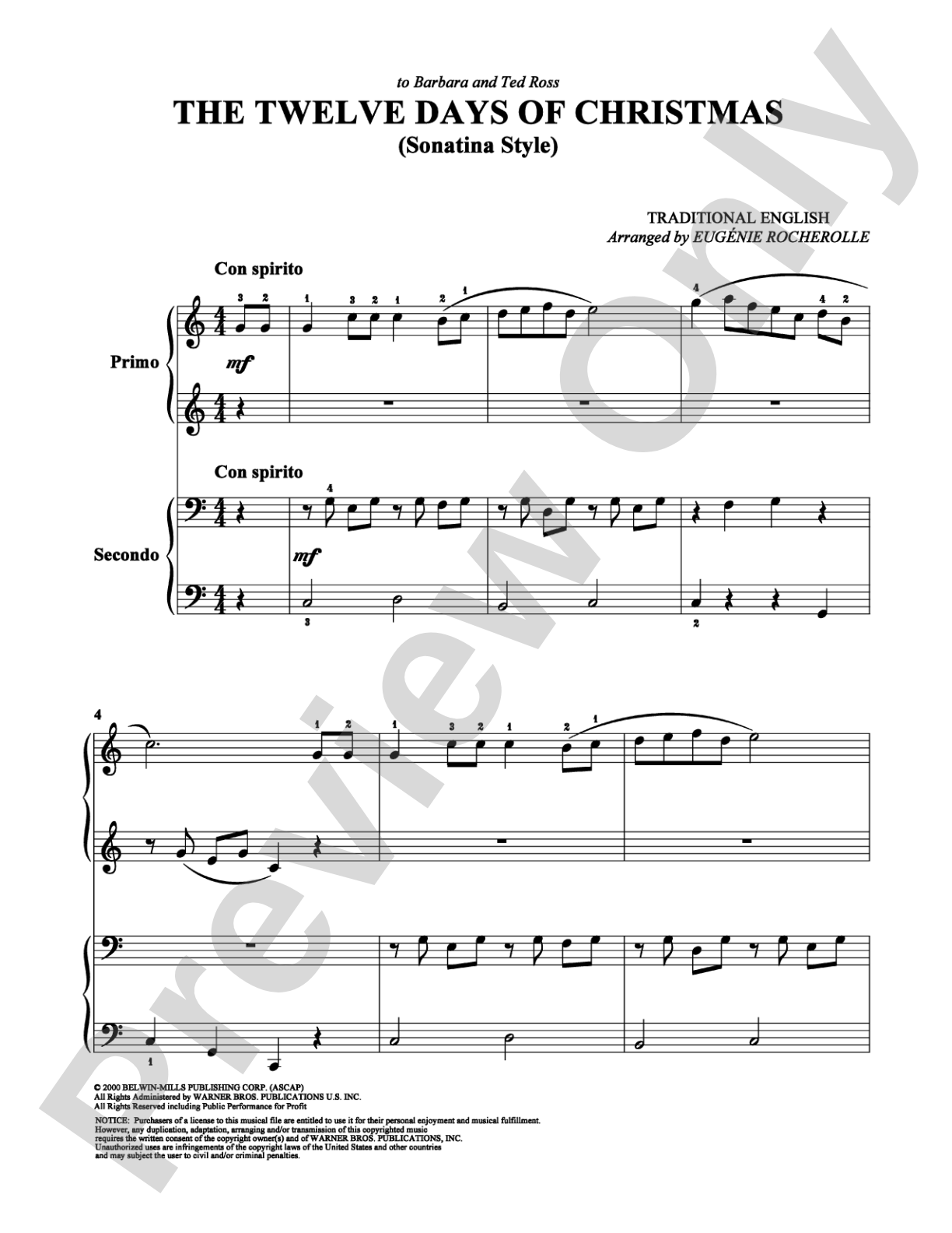 The Twelve Days of Christmas: Piano Duets & Four Hands Digital Sheet Music
