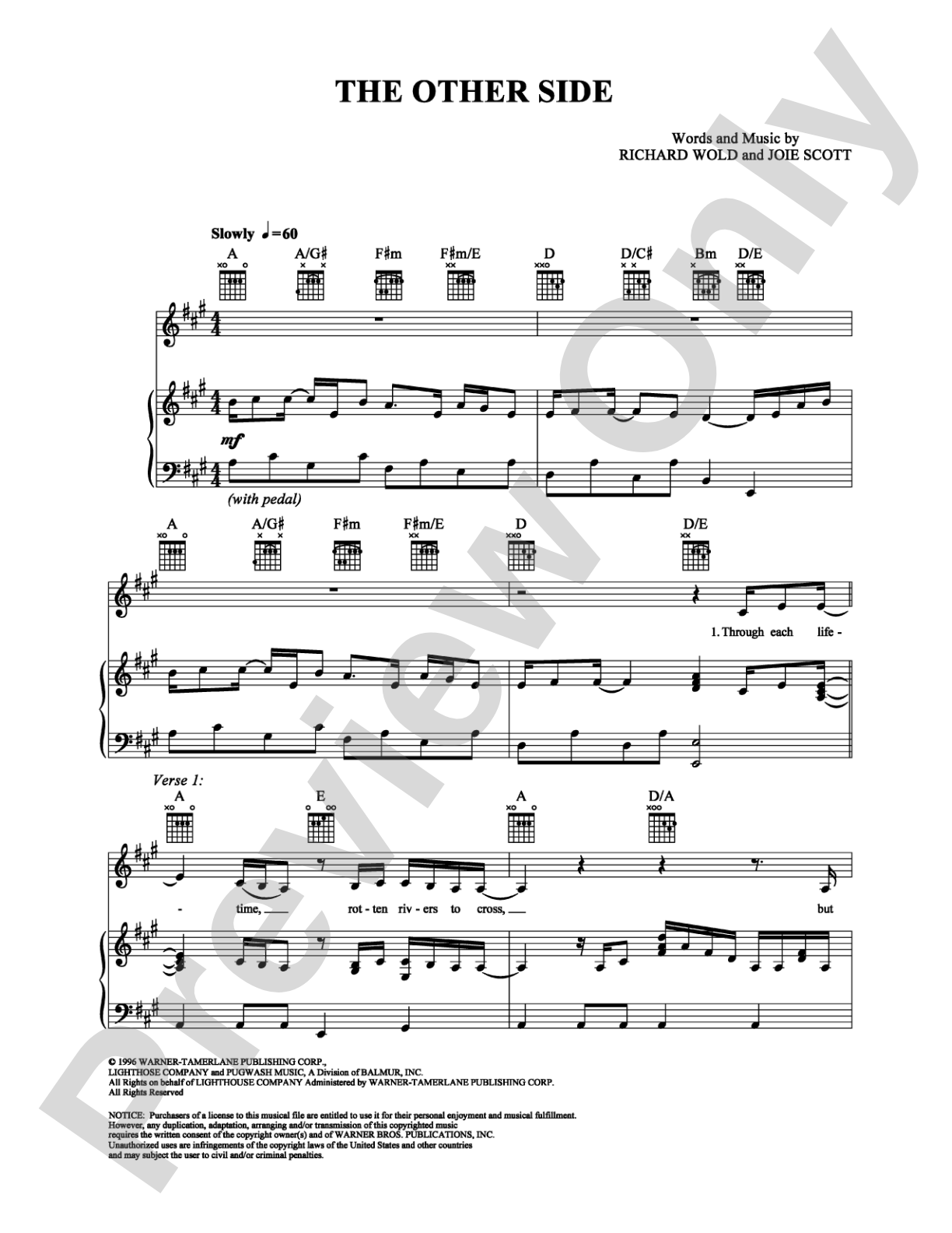 The Other Side: Piano/Vocal/Chords Digital Sheet Music