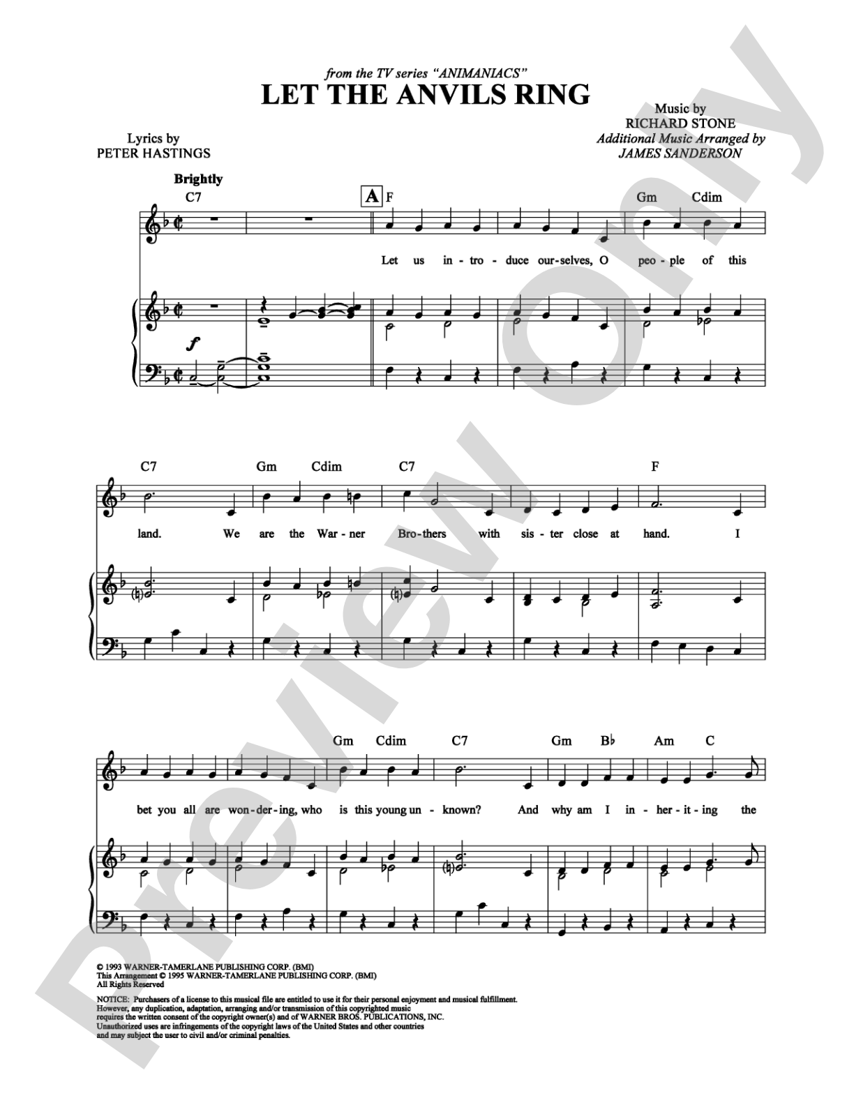 Let the Anvils Ring: Piano/Vocal/Chords Digital Sheet Music