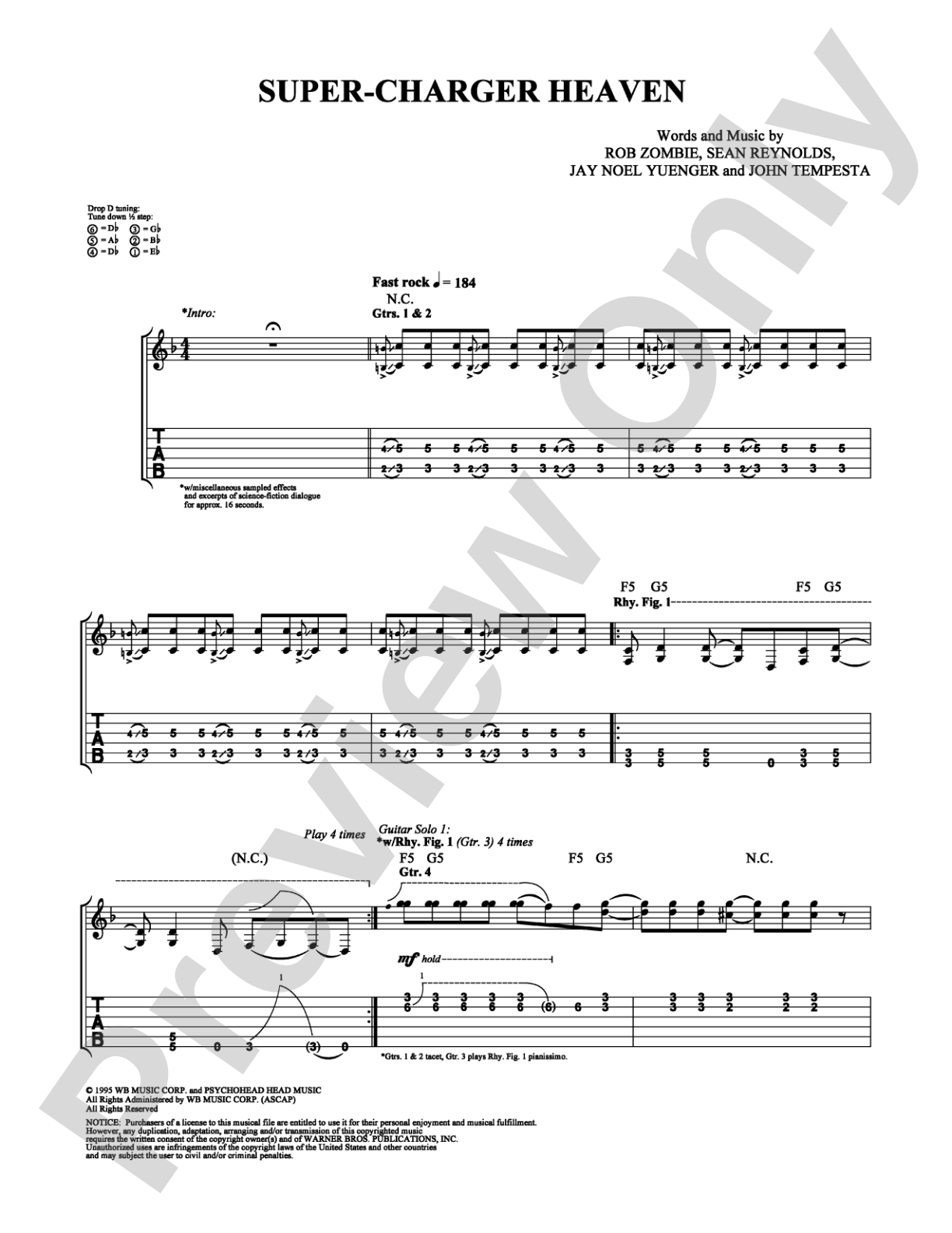 Super-Charger Heaven: Guitar TAB Digital Sheet Music