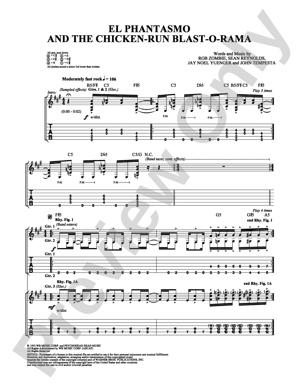 El Phantasmo and the Chicken-Run Blast-O-Rama: Guitar TAB Digital Sheet Music