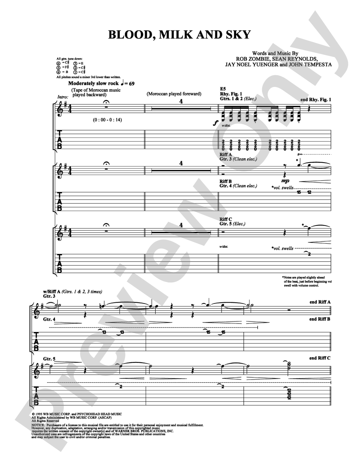 Blood, Milk and Sky: Guitar TAB Digital Sheet Music