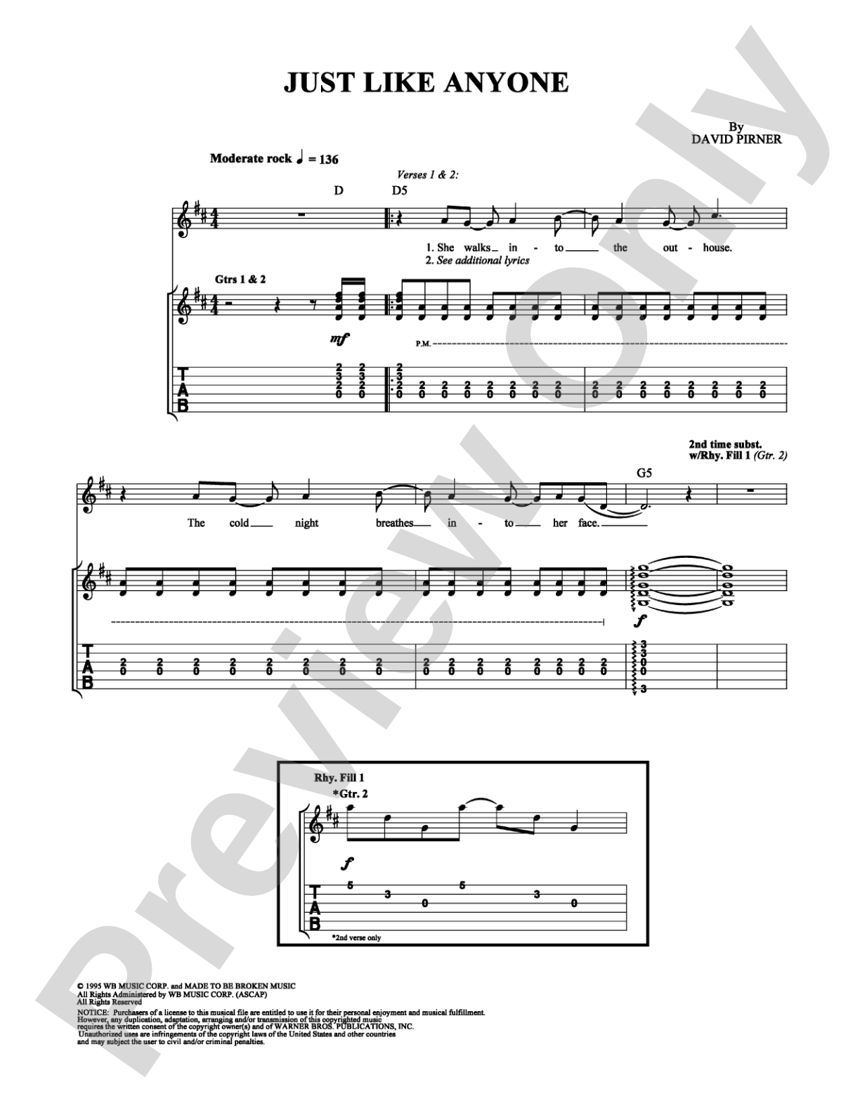 Just Like Anyone: Guitar TAB Digital Sheet Music
