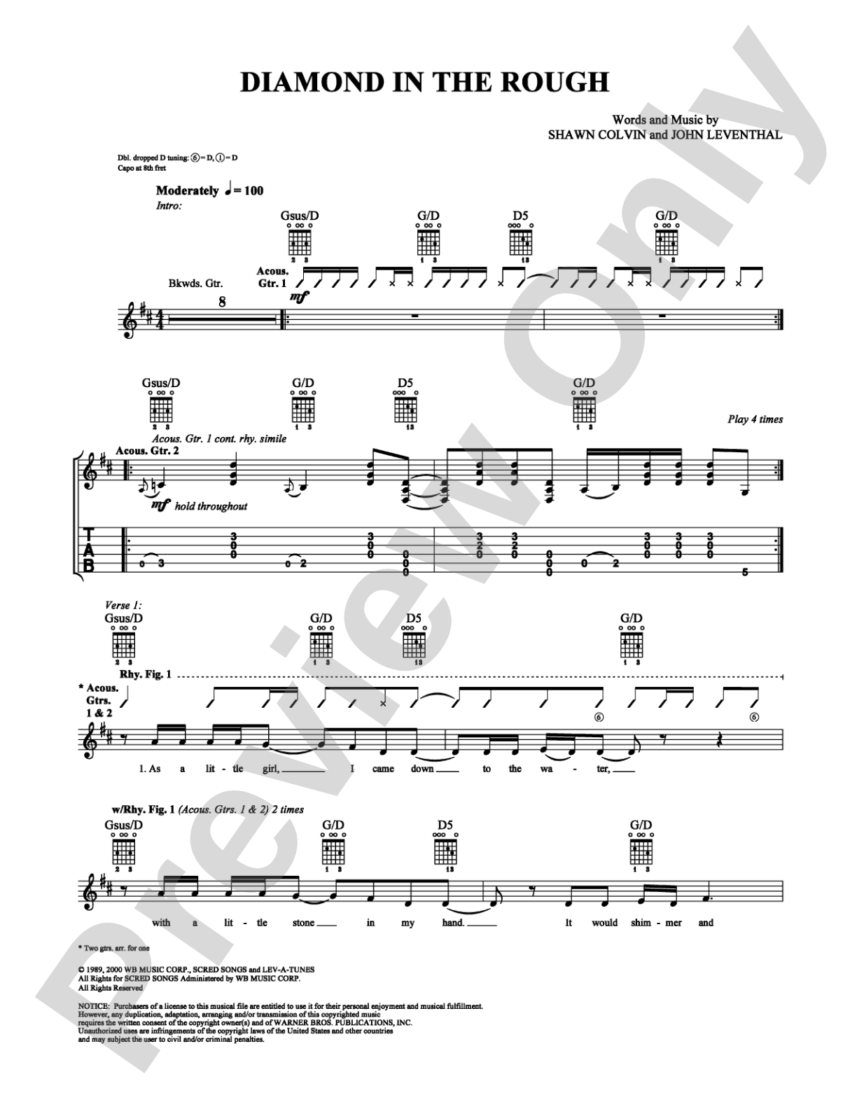 Diamond in the Rough: Easy Guitar Digital Sheet Music