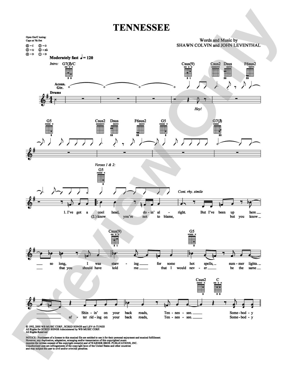Tennessee: Lead Sheet Digital Sheet Music