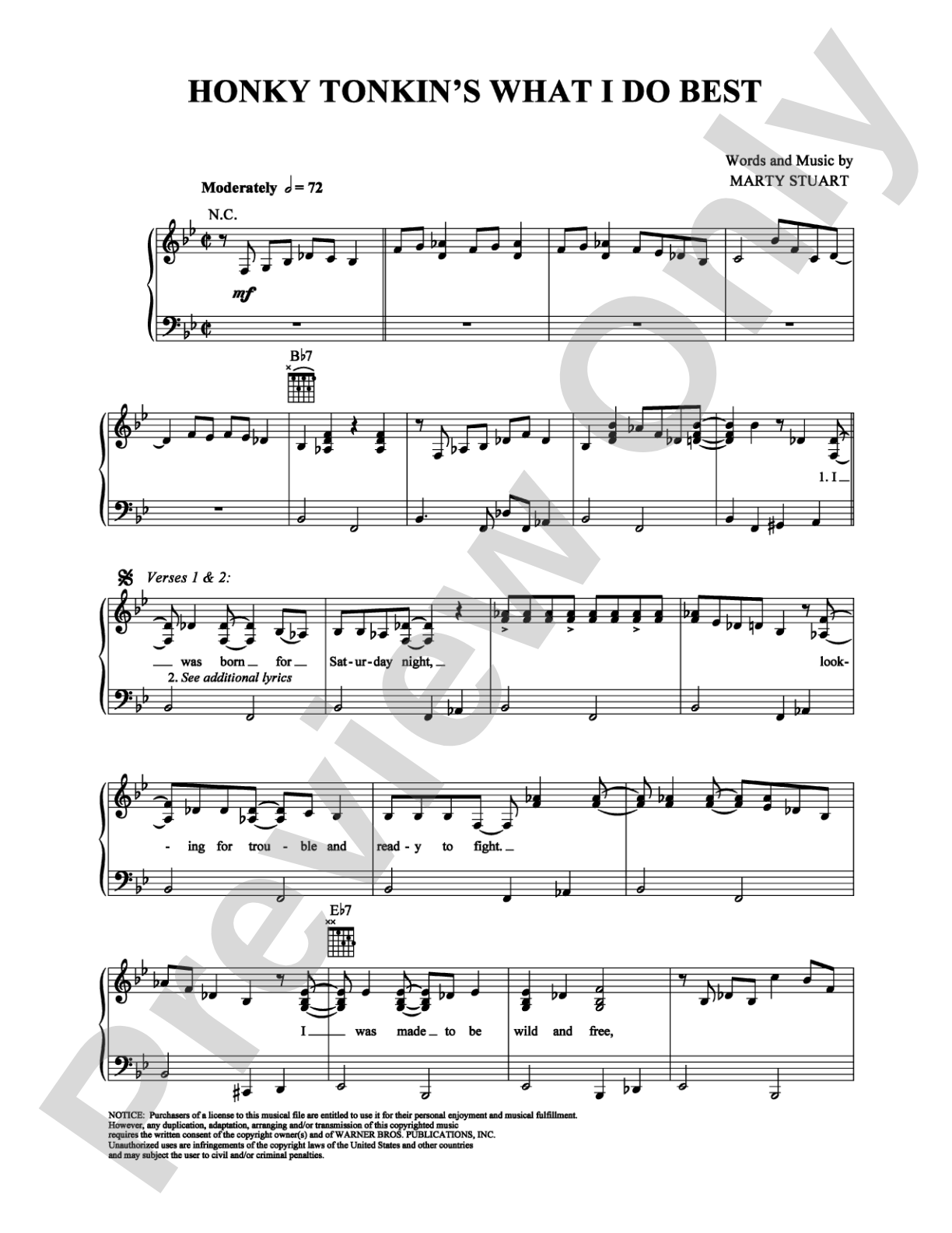 Honky Tonkin's What I Do Best: Piano/Vocal/Chords Digital Sheet Music