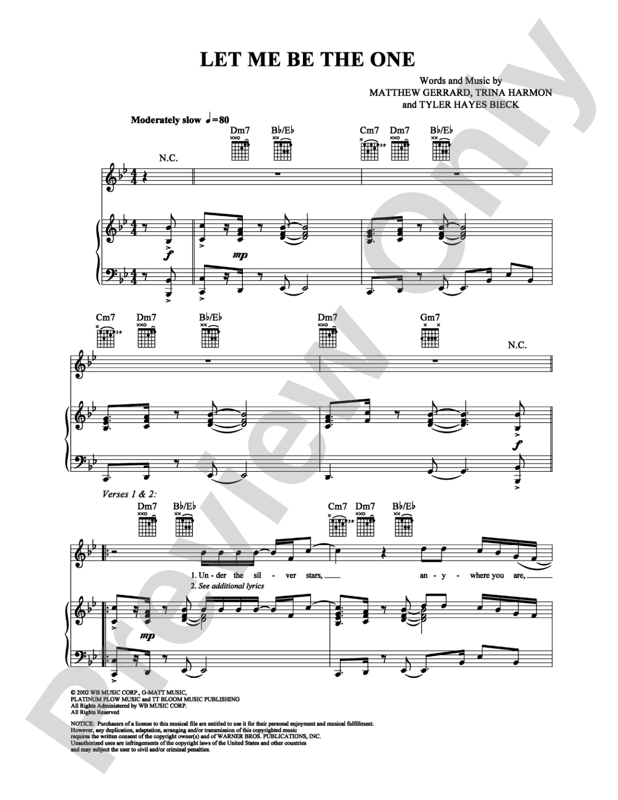 Let Me Be the One: Piano/Vocal/Chords Digital Sheet Music