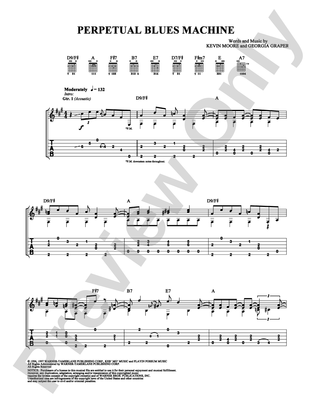 Perpetual Blues Machine: Guitar TAB Digital Sheet Music