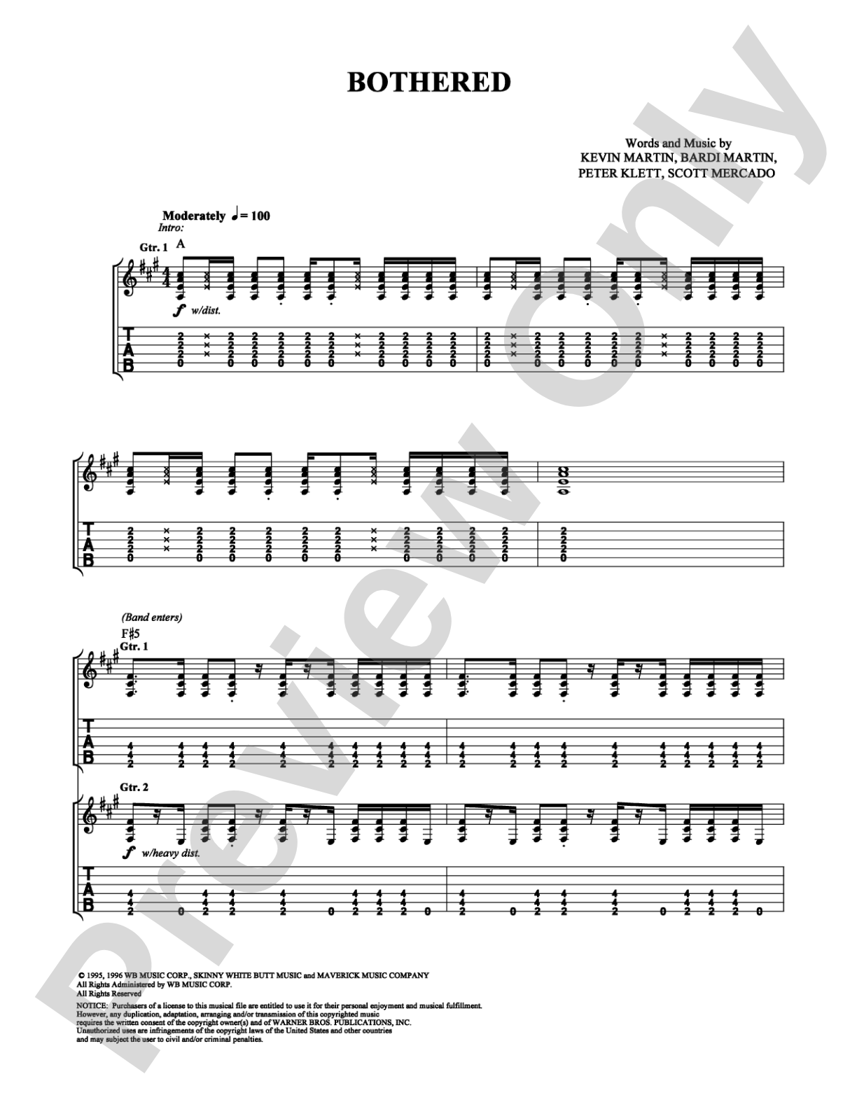 Bothered: Guitar TAB Digital Sheet Music