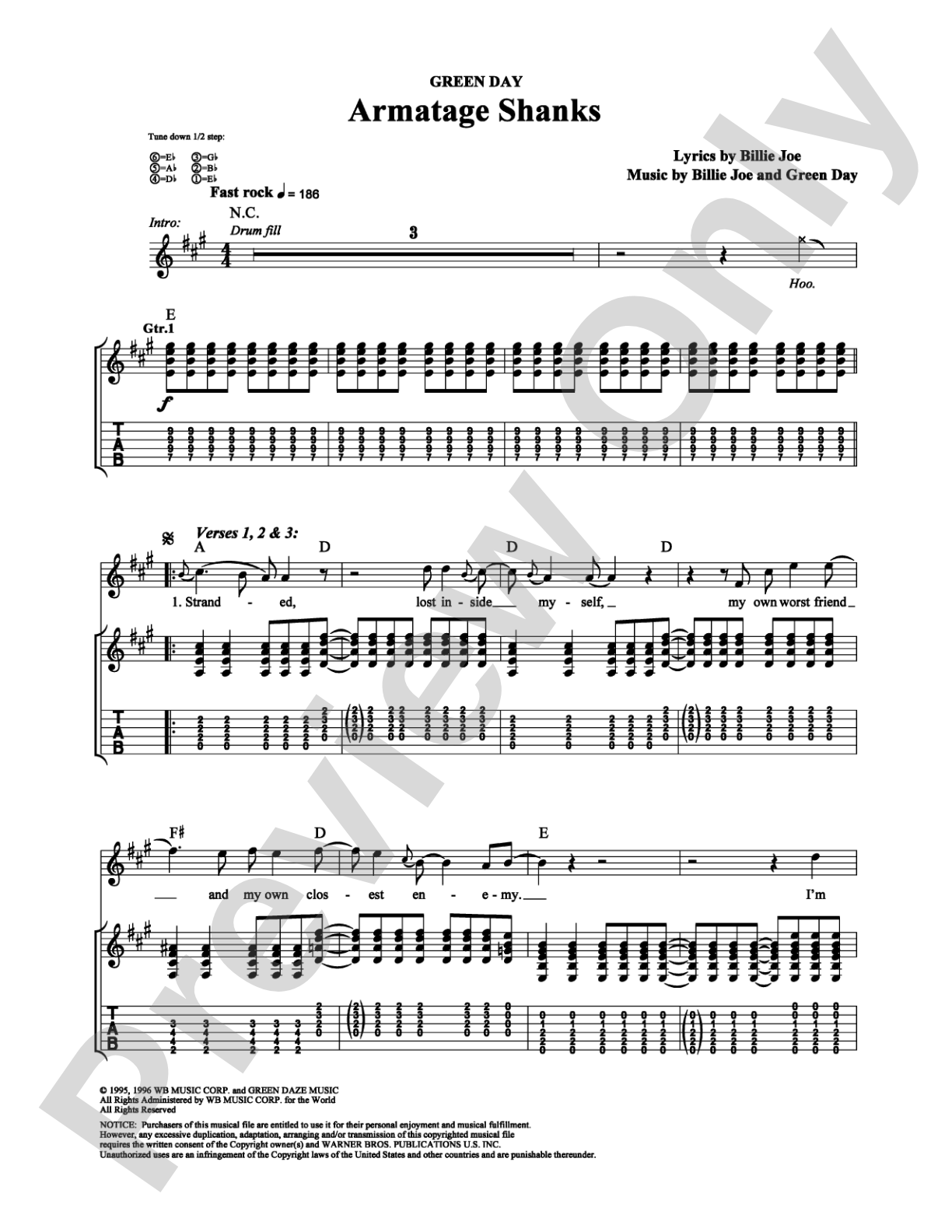 Armatage Shanks: Guitar TAB Digital Sheet Music
