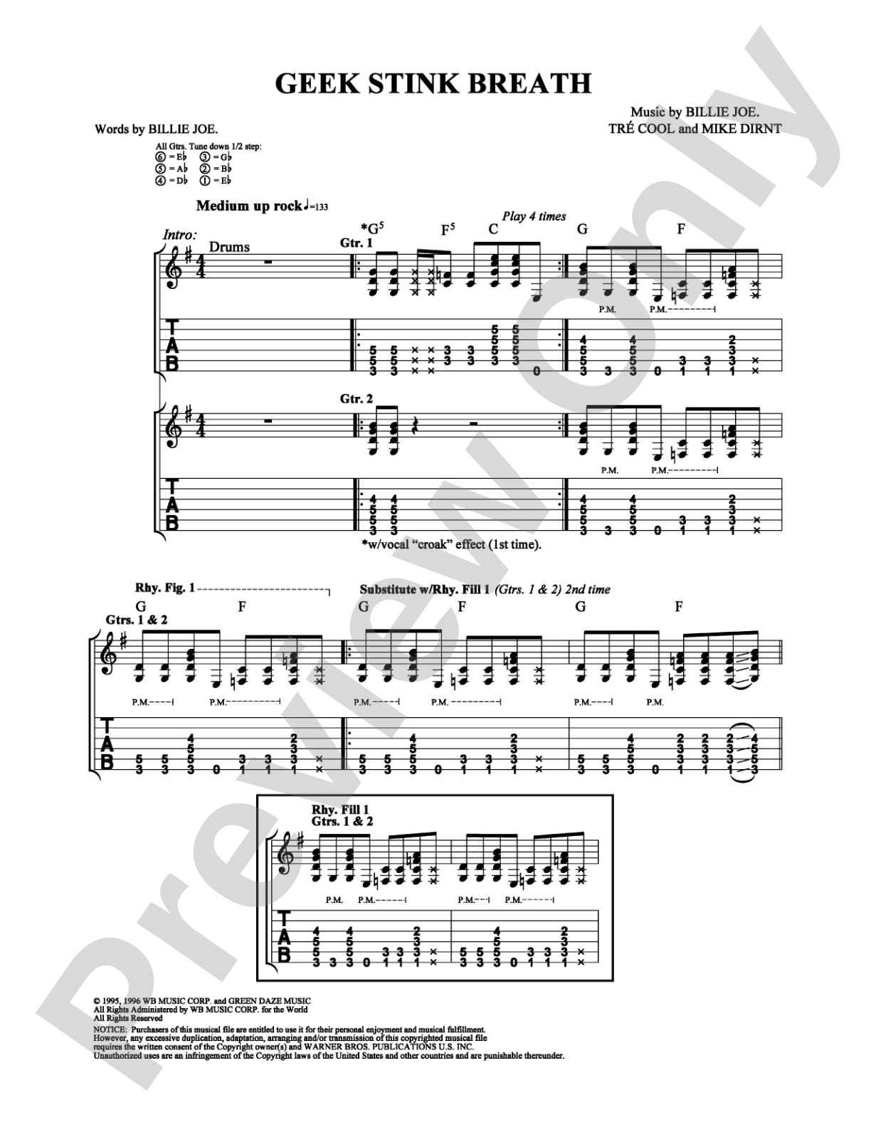Geek Stink Breath: Guitar TAB Digital Sheet Music