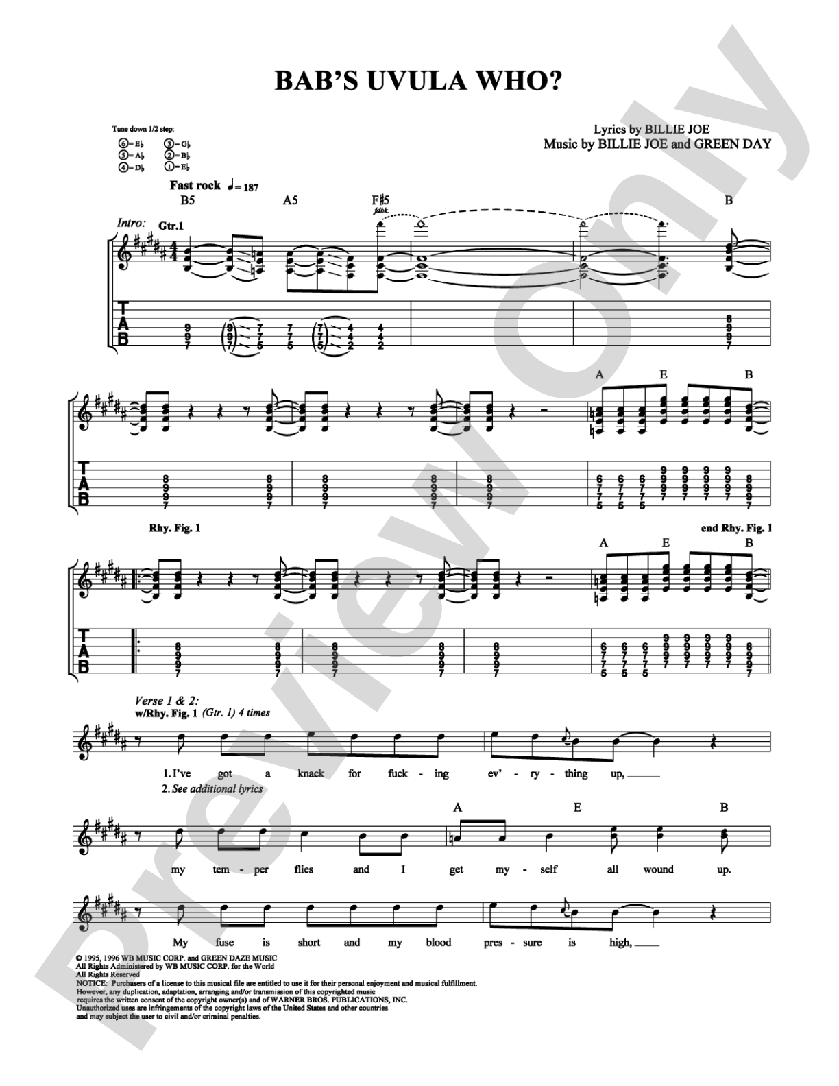 Bab's Uvula Who?: Guitar TAB Digital Sheet Music