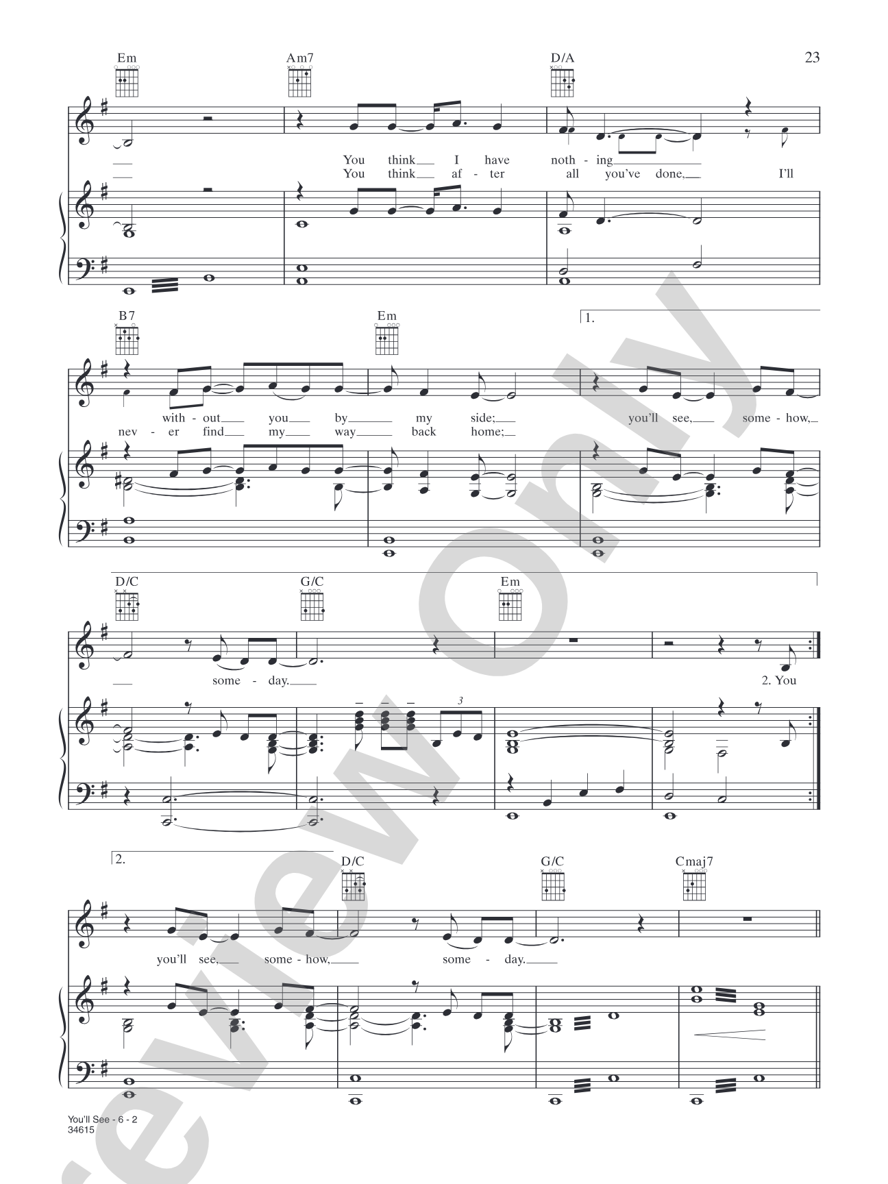 You'll See: Piano/Vocal/Chords