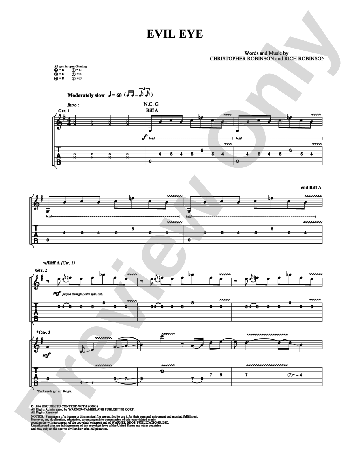 Evil Eye: Guitar TAB Digital Sheet Music