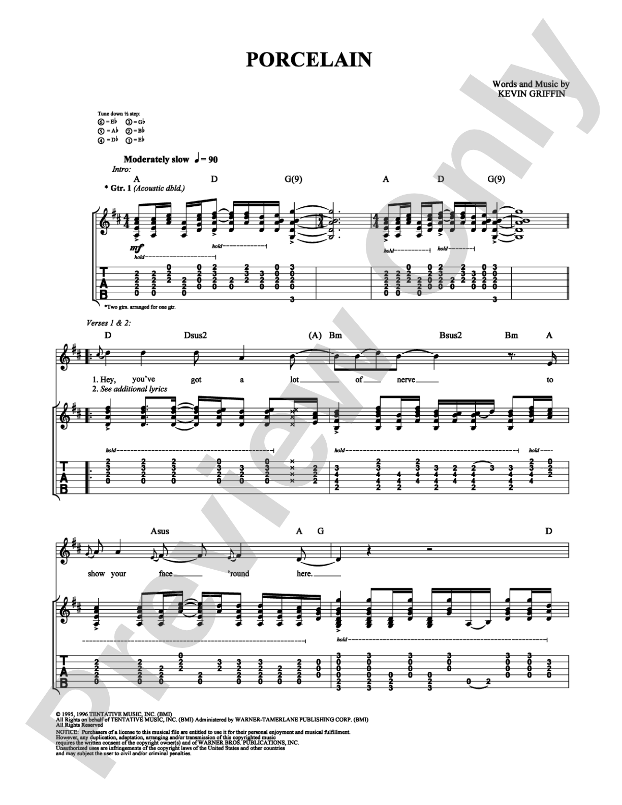 Porcelain: Guitar TAB Digital Sheet Music