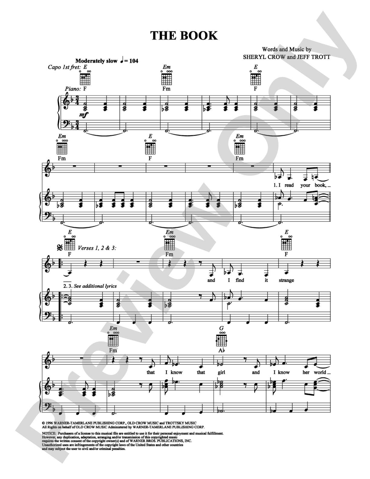 The Book: Piano/Vocal/Chords Digital Sheet Music