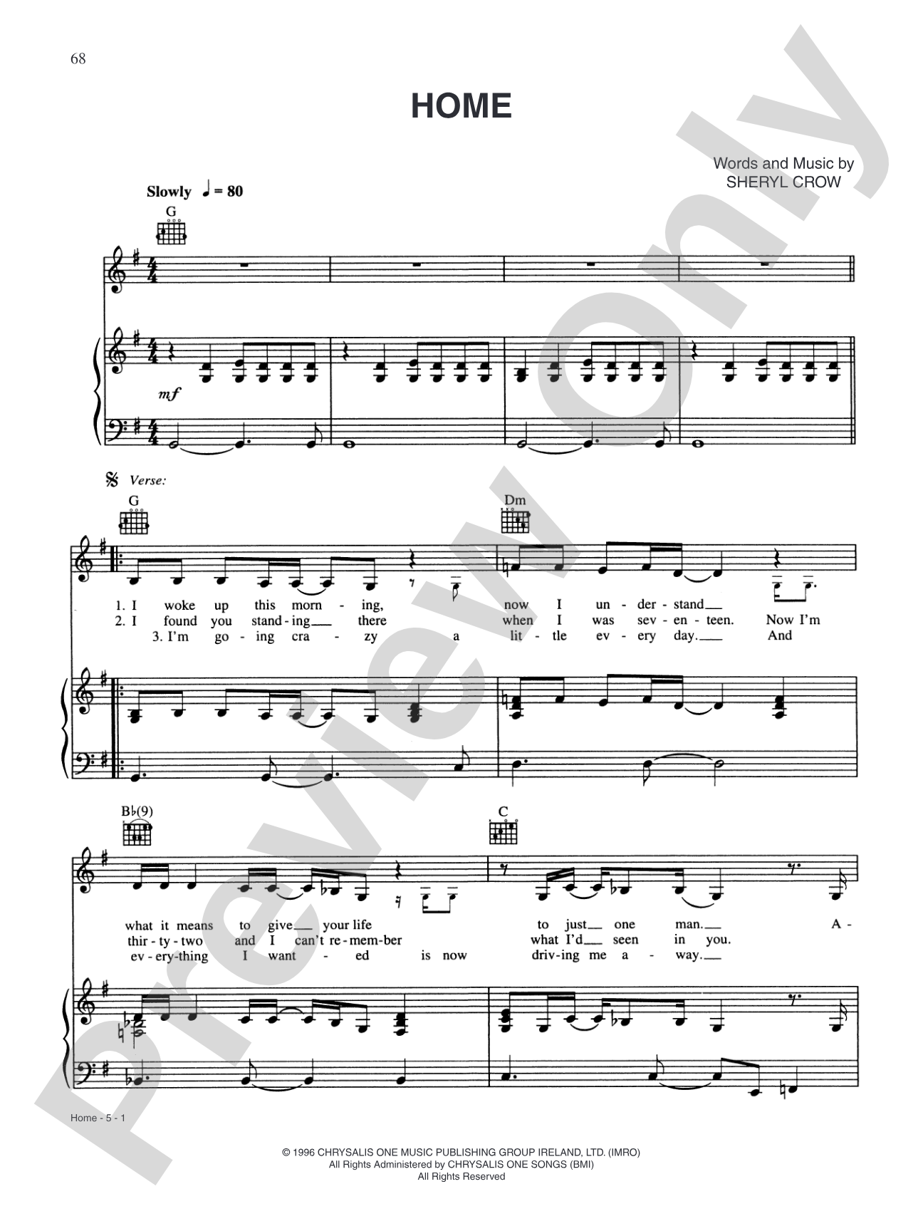 Home: Piano/Vocal/Chords Digital Sheet Music