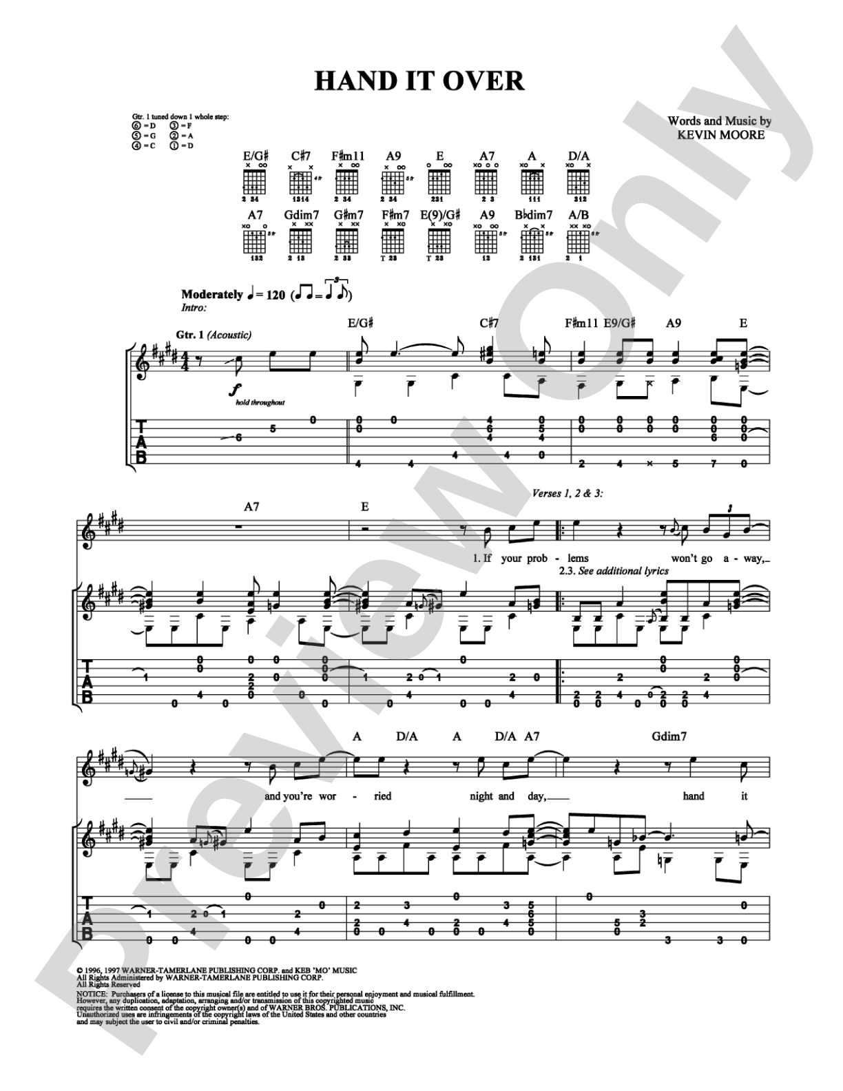Hand It Over: Guitar TAB Digital Sheet Music