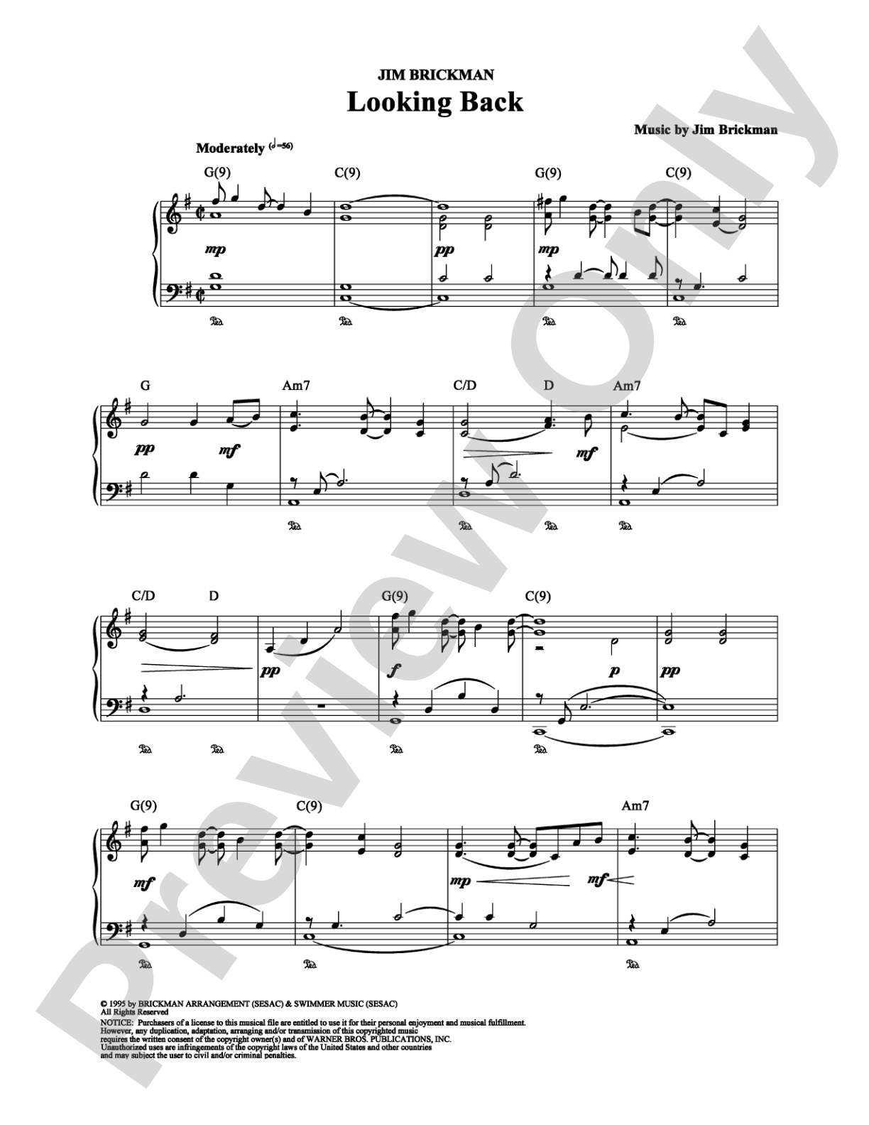 Looking Back: Piano Digital Sheet Music