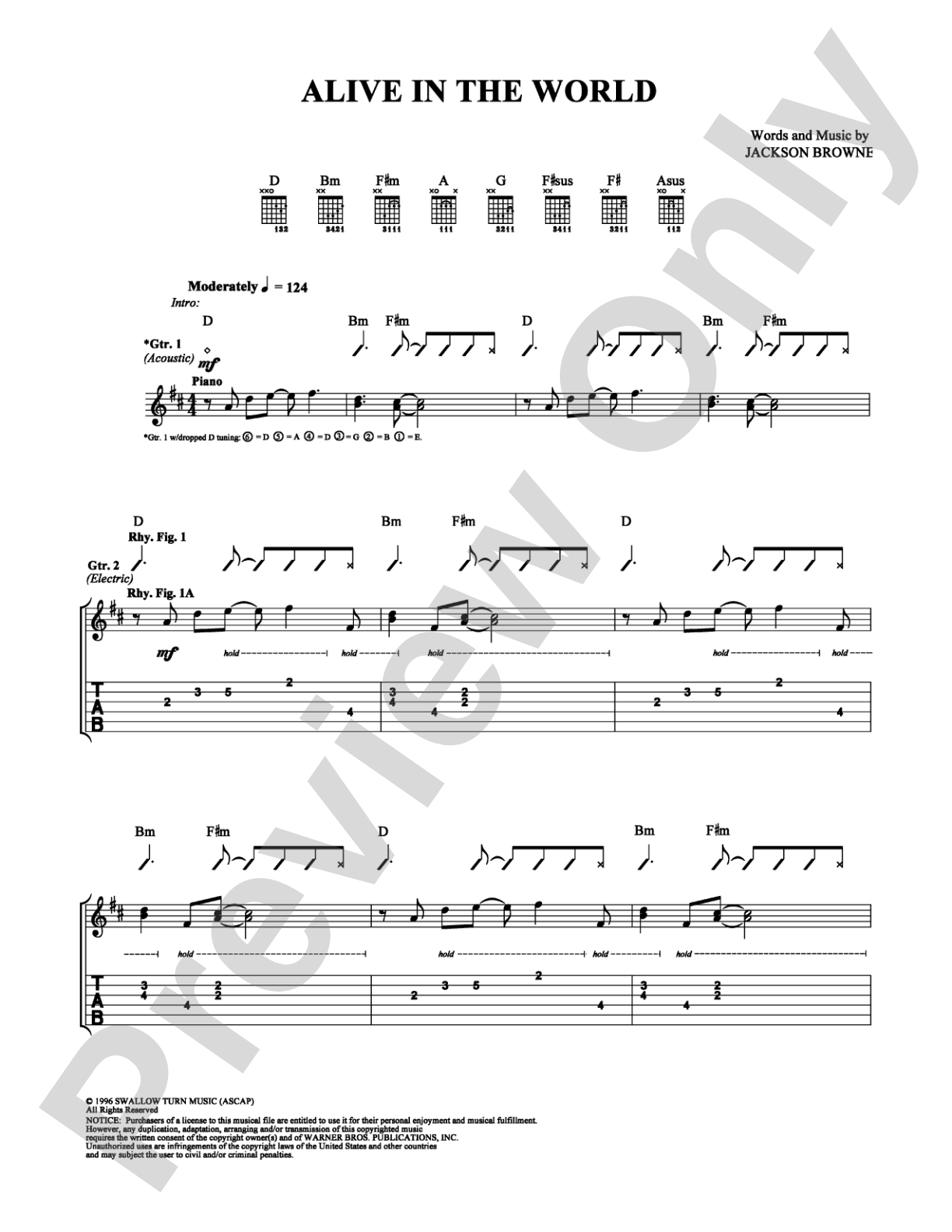 Alive in the World: Guitar TAB Digital Sheet Music