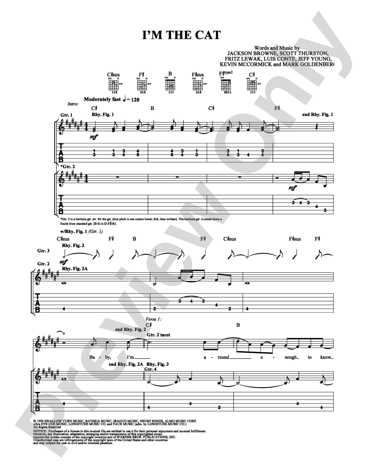 I'm the Cat: Guitar TAB Digital Sheet Music