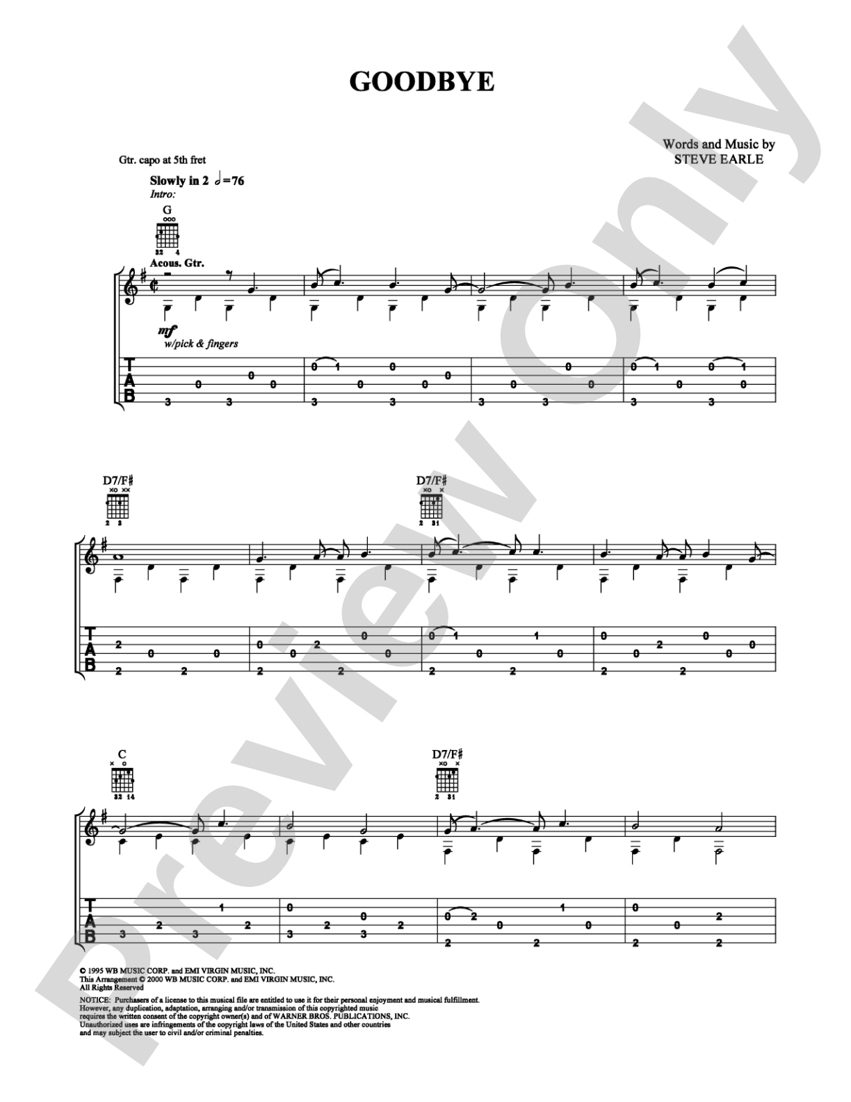 Goodbye: Guitar TAB Digital Sheet Music