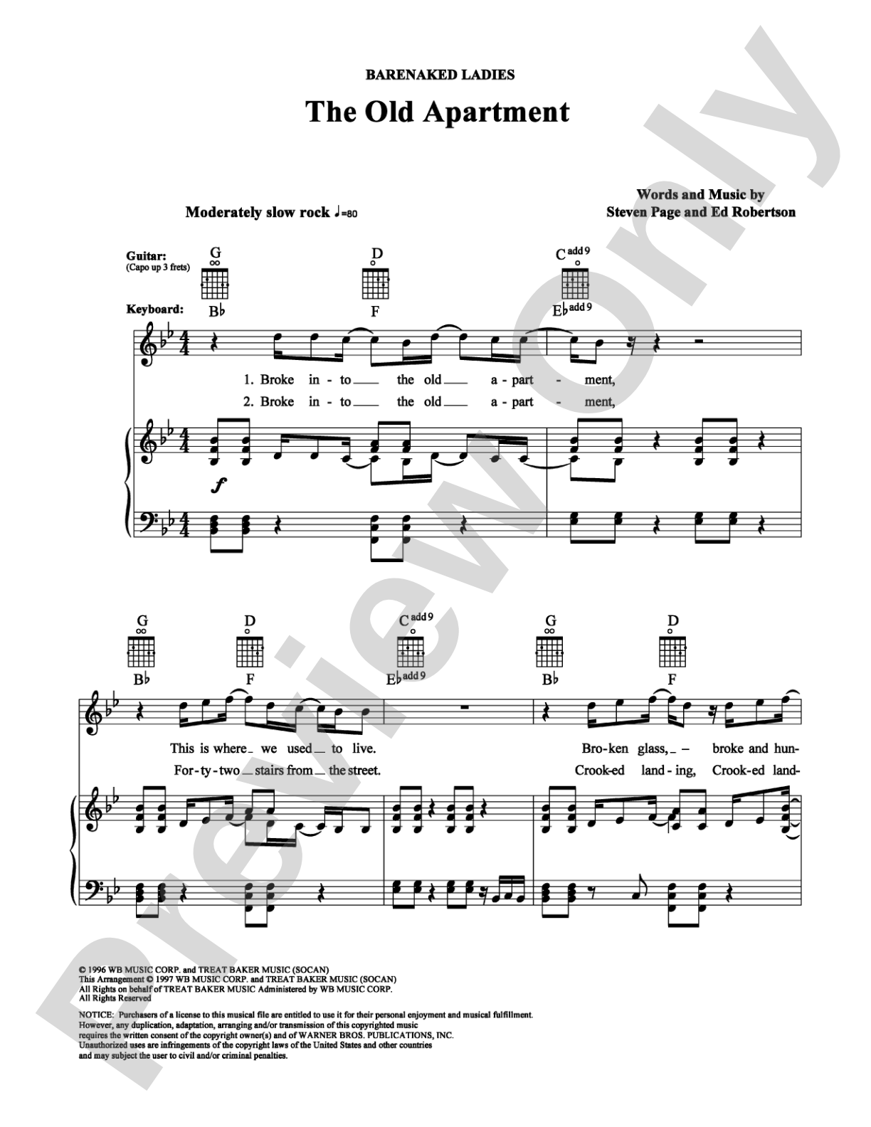 The Old Apartment: Piano/Vocal/Chords Digital Sheet Music