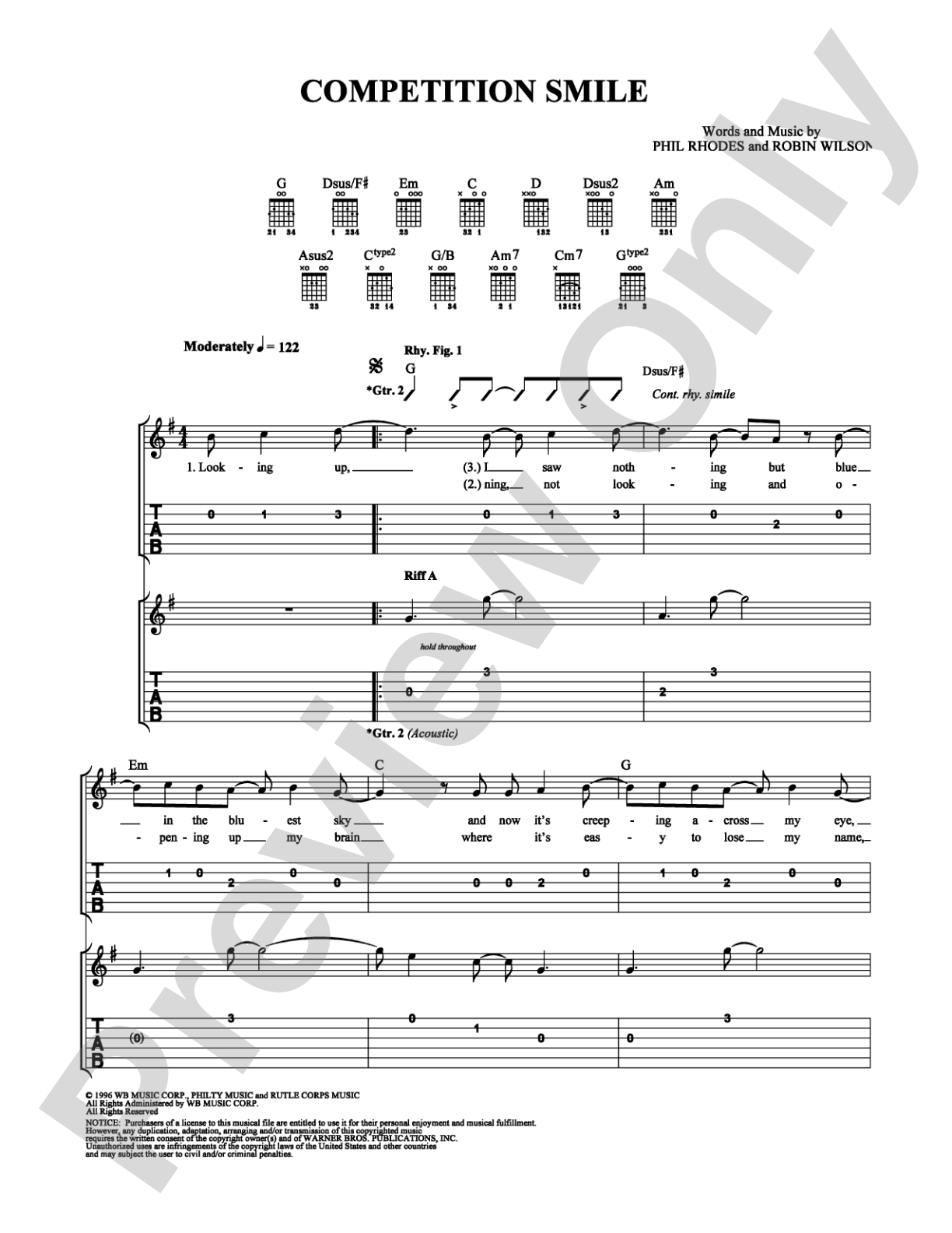 Competition Smile: Easy Guitar Digital Sheet Music