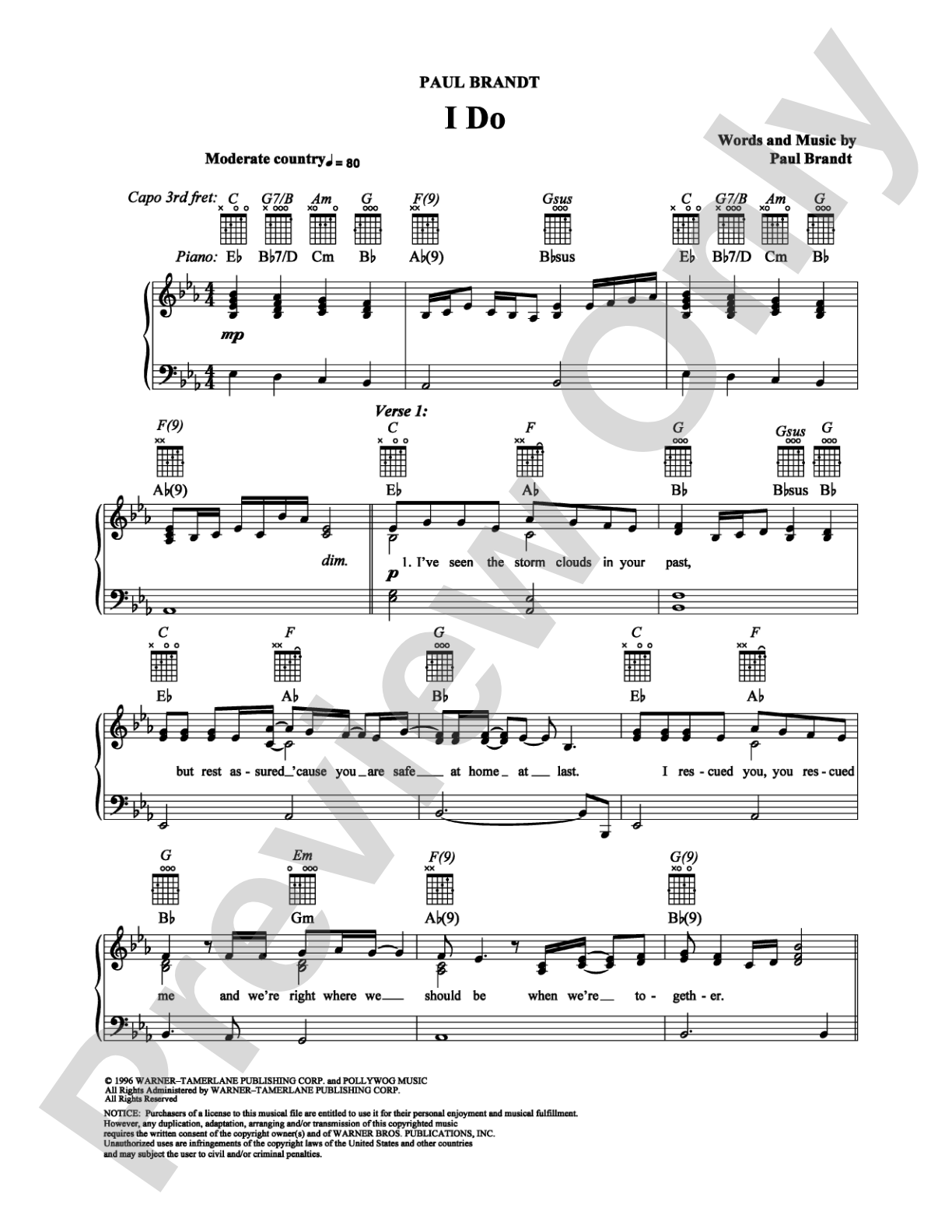 I Do: Piano/Vocal/Chords Digital Sheet Music