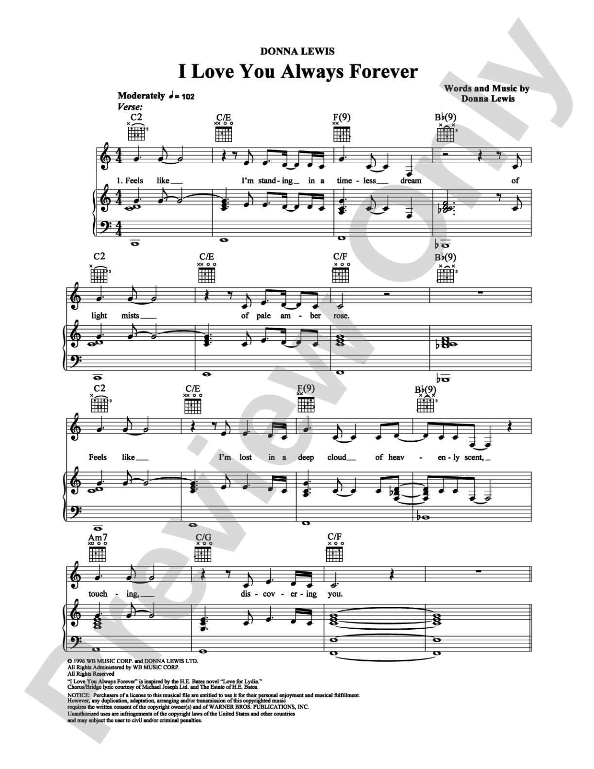 I Love You Always Forever: Piano/Vocal/Chords Digital Sheet Music