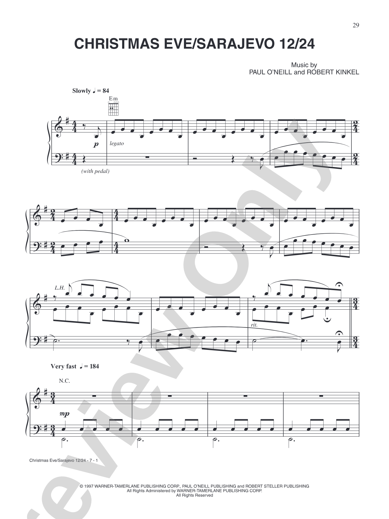 Christmas Eve/Sarajevo 12/24: Piano