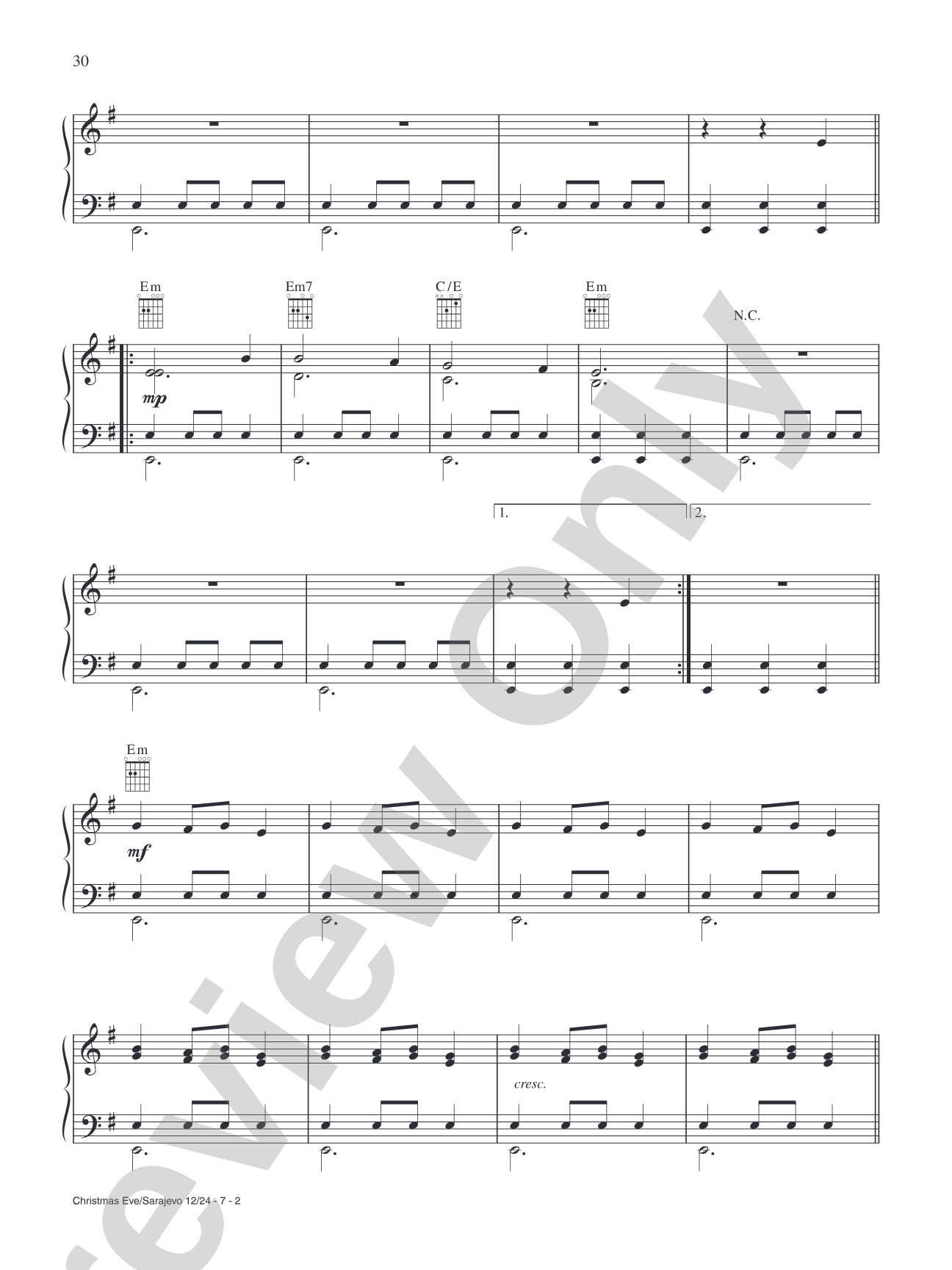 Christmas Eve/Sarajevo 12/24: Piano