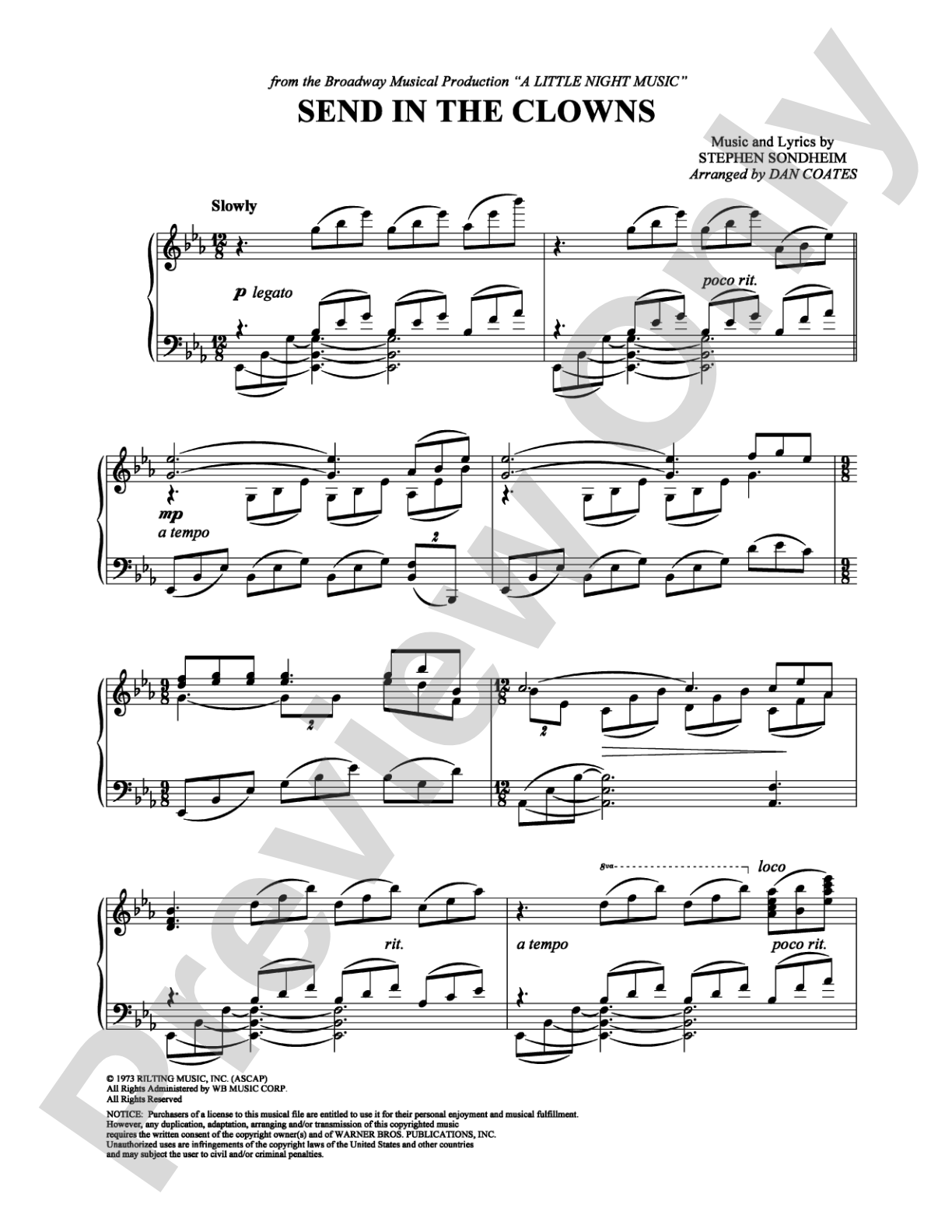Send In The Clowns: Piano Digital Sheet Music