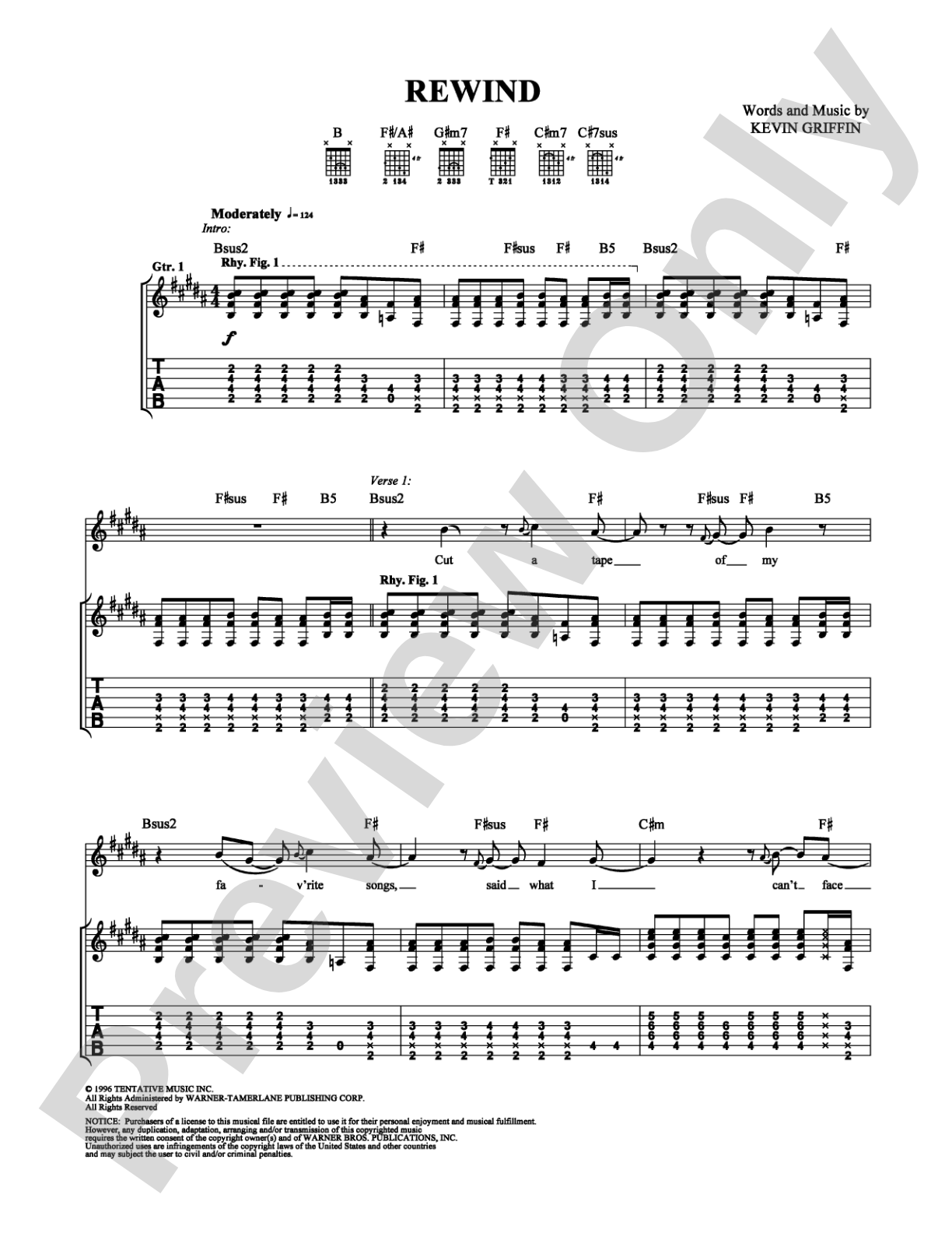 Rewind: Guitar TAB Digital Sheet Music