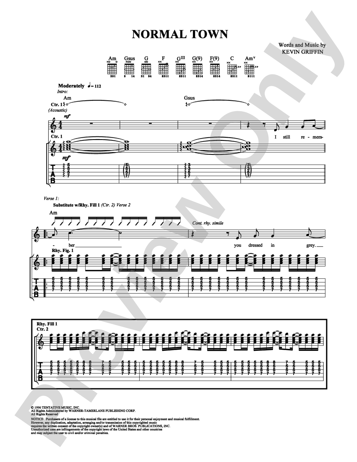 Normal Town: Guitar TAB Digital Sheet Music