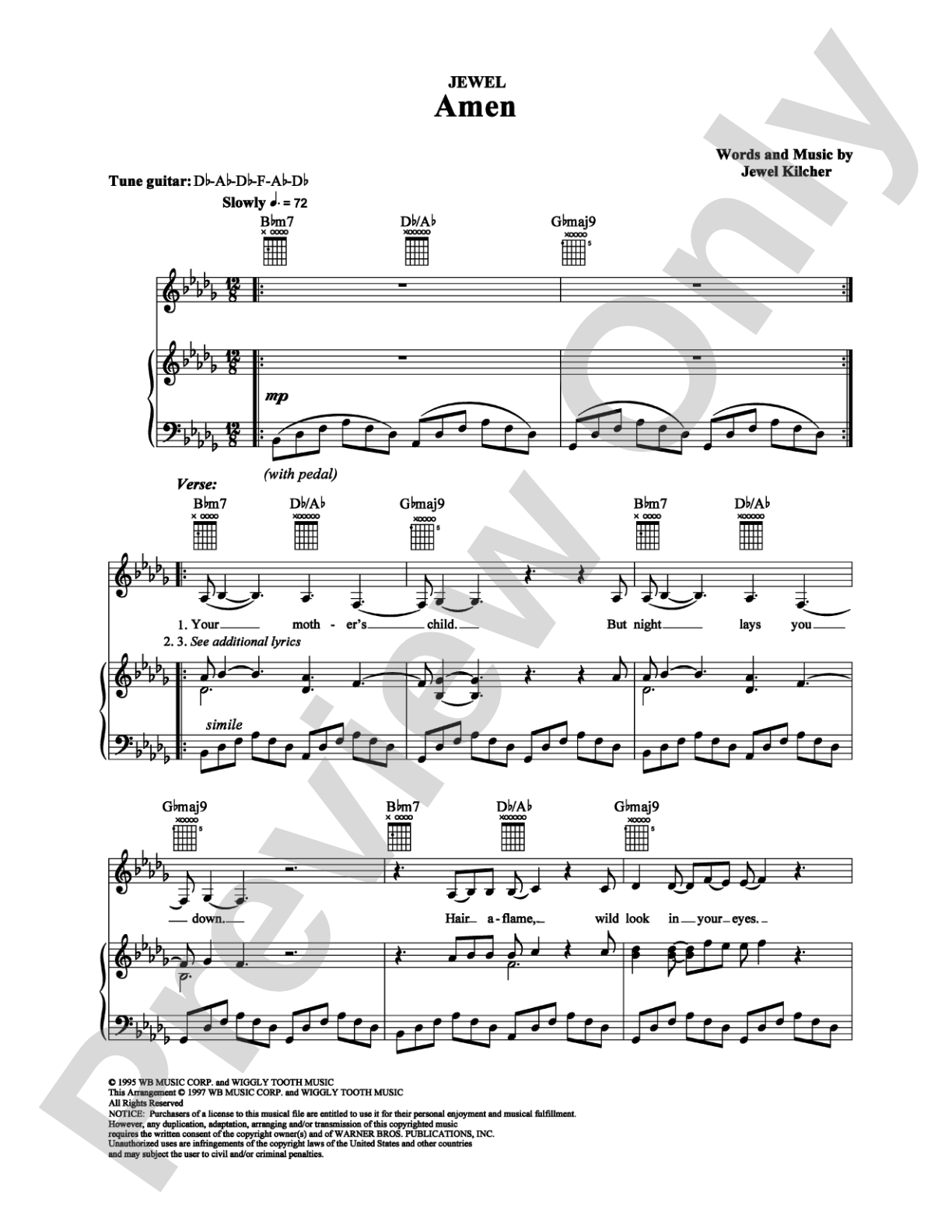 Amen: Piano/Vocal/Chords Digital Sheet Music