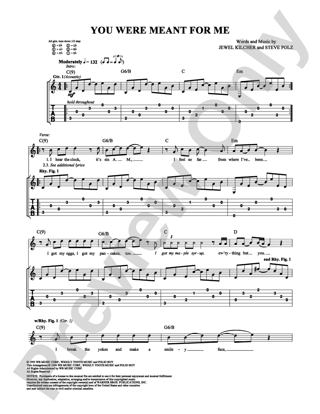 You Were Meant For Me: Guitar TAB Digital Sheet Music