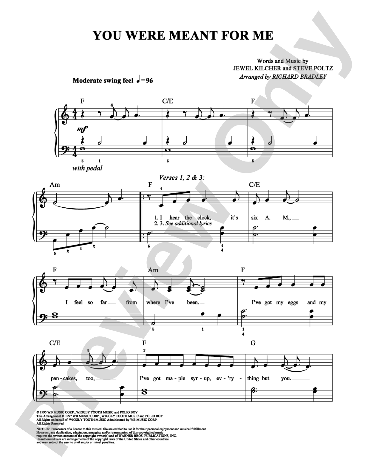 You Were Meant For Me: Easy Piano Digital Sheet Music