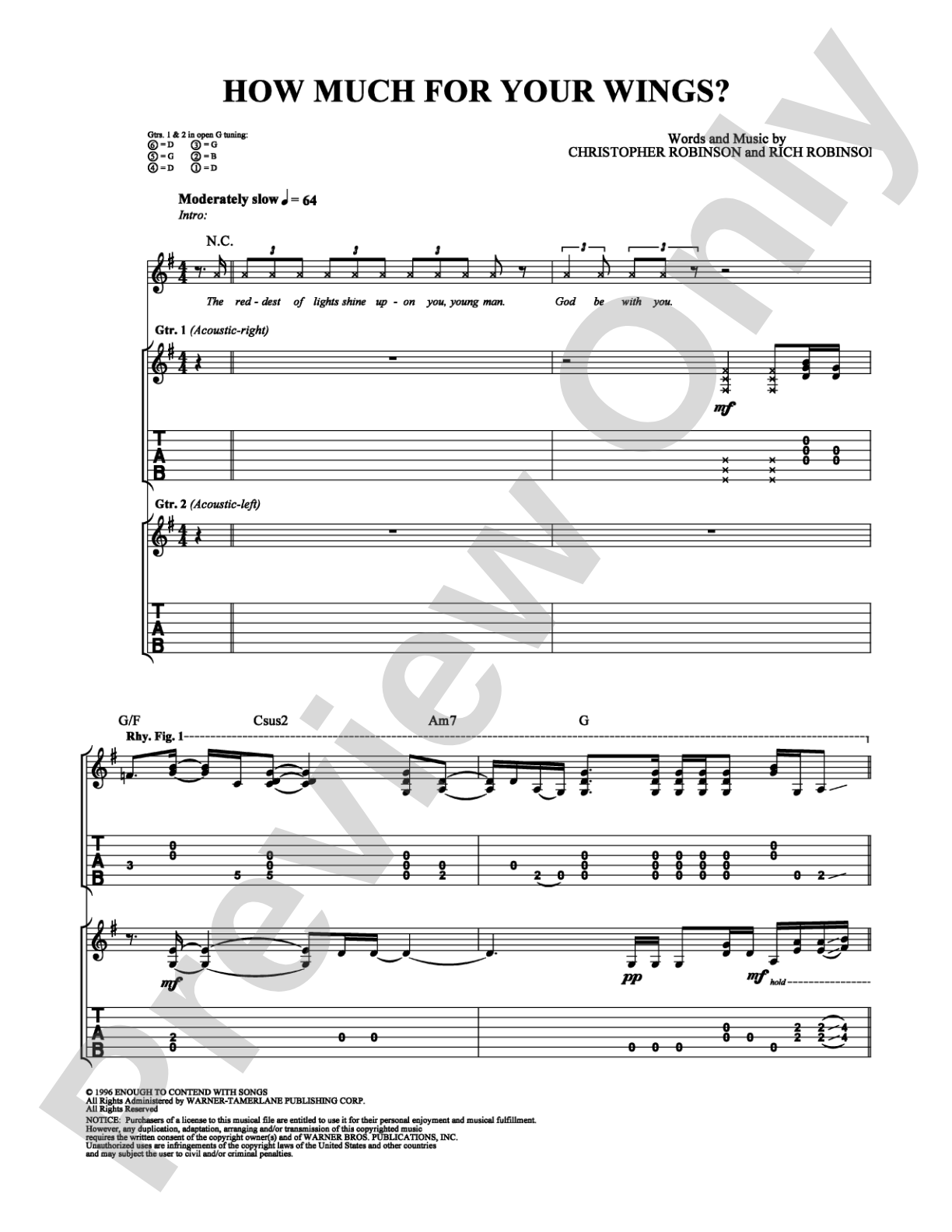 How Much For Your Wings?: Guitar TAB Digital Sheet Music