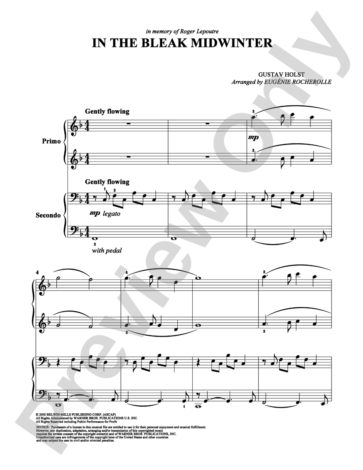 In the Bleak Midwinter: Piano Duets & Four Hands Digital Sheet Music