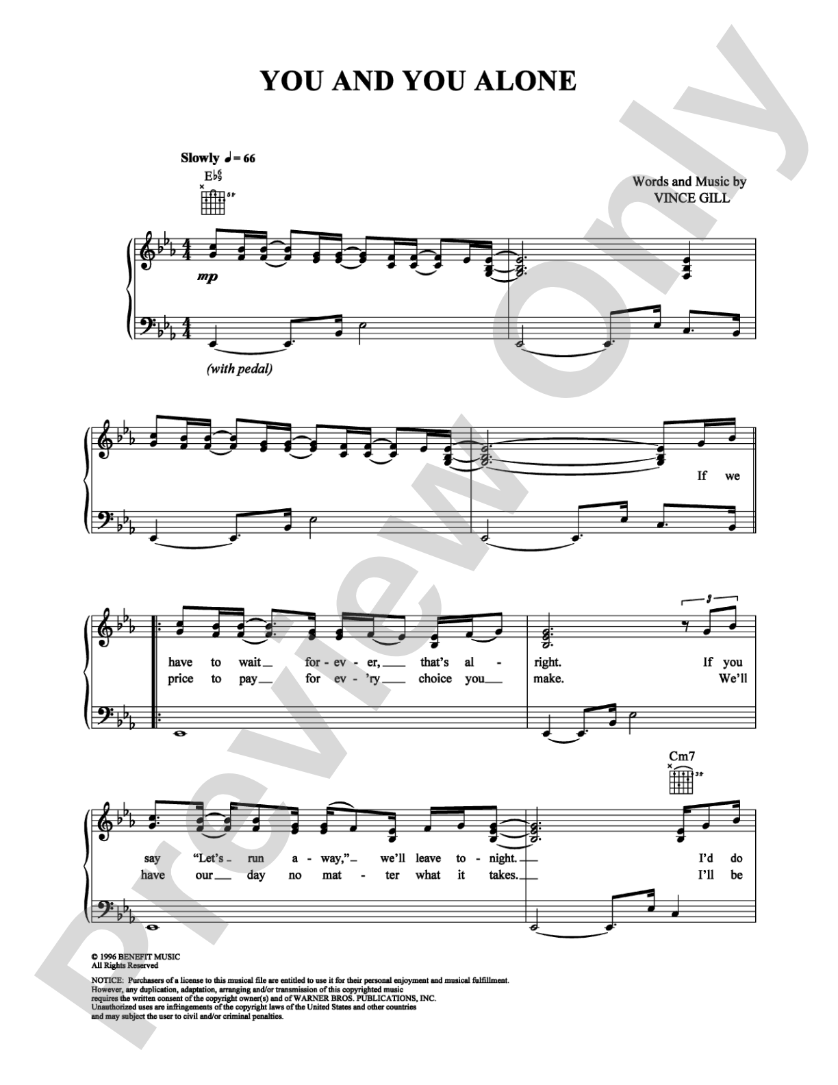 You and You Alone: Piano/Vocal/Chords Digital Sheet Music