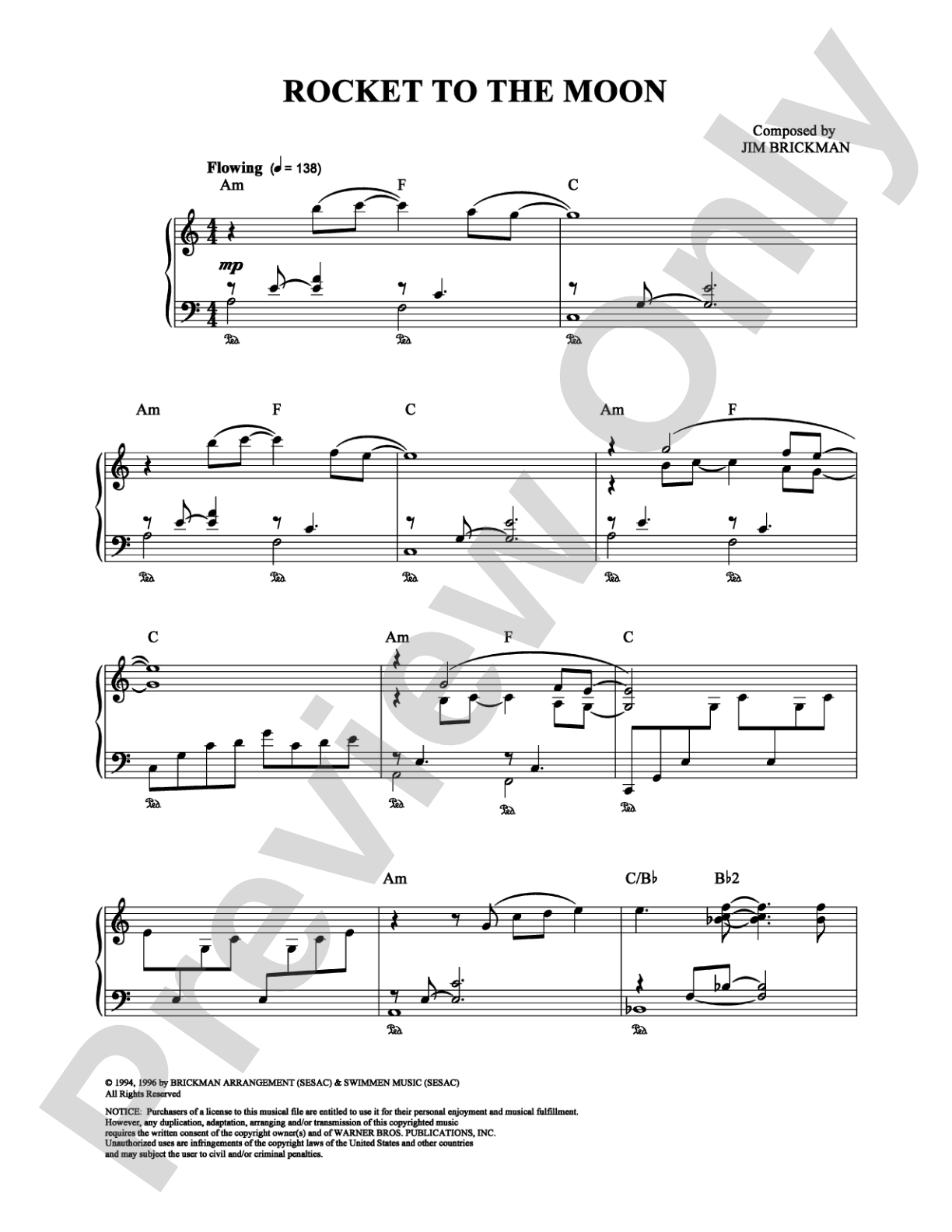 Rocket to the Moon: Piano Digital Sheet Music
