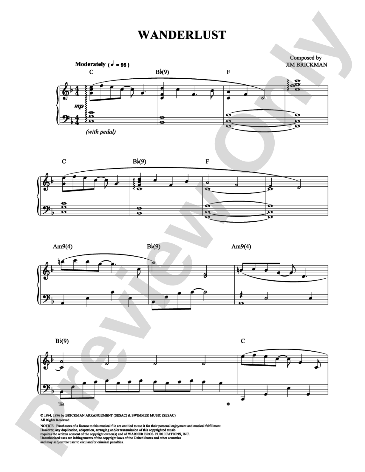 Wanderlust: Piano Digital Sheet Music